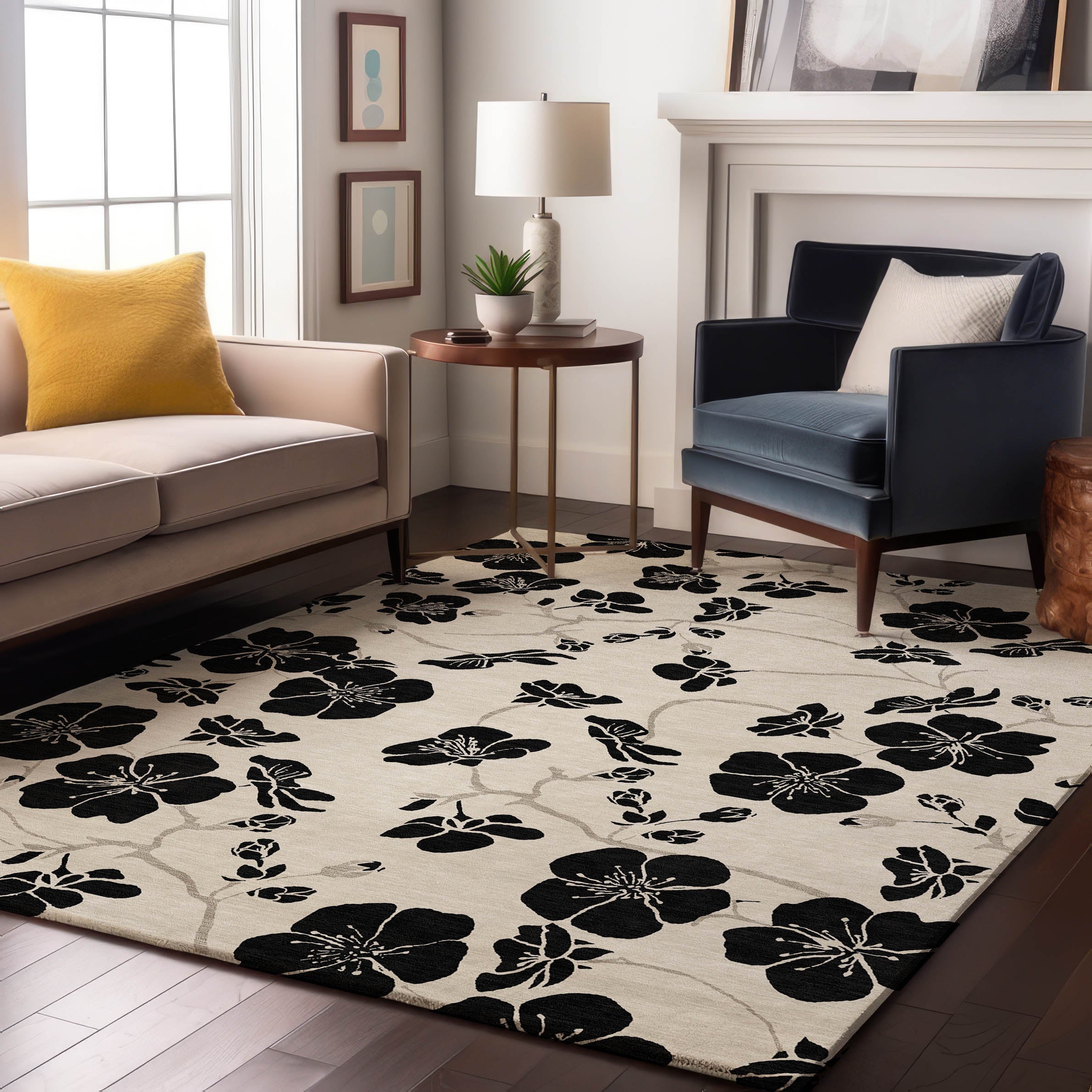 Chiang Mai Machine Washable Transitional Ivory Rug 2'6" x 3'10" #shape_Rectangle