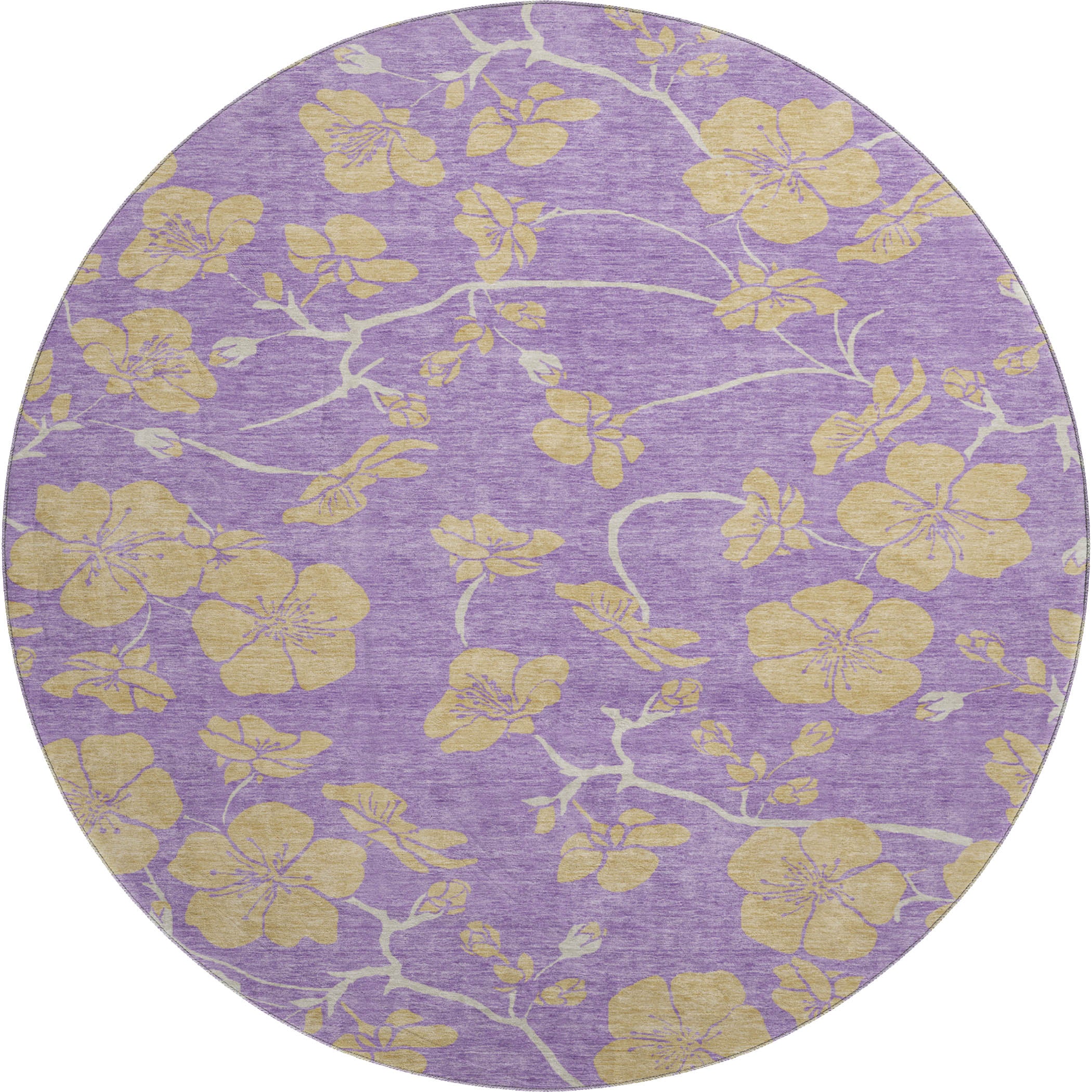 Chiang Mai Machine Washable Transitional Purple Rug 8' x 8' #shape_Round
