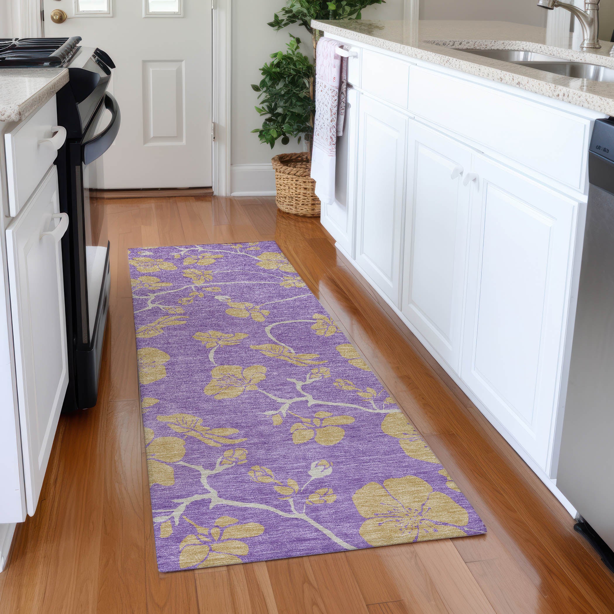 Chiang Mai Machine Washable Transitional Purple Rug 2'3" x 7'6" #shape_Runner