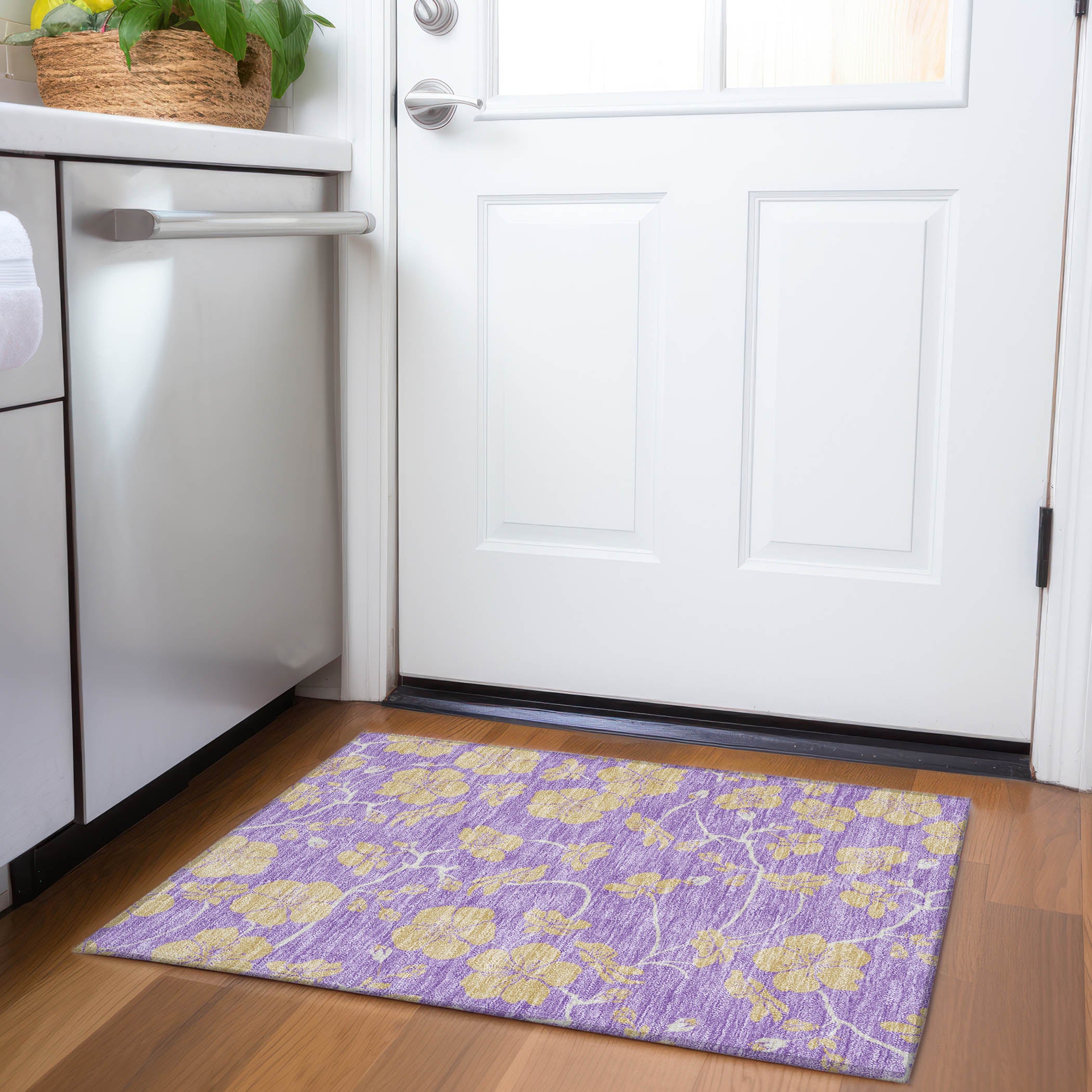 Chiang Mai Machine Washable Transitional Purple Rug 1'8" x 2'6" #shape_Rectangle