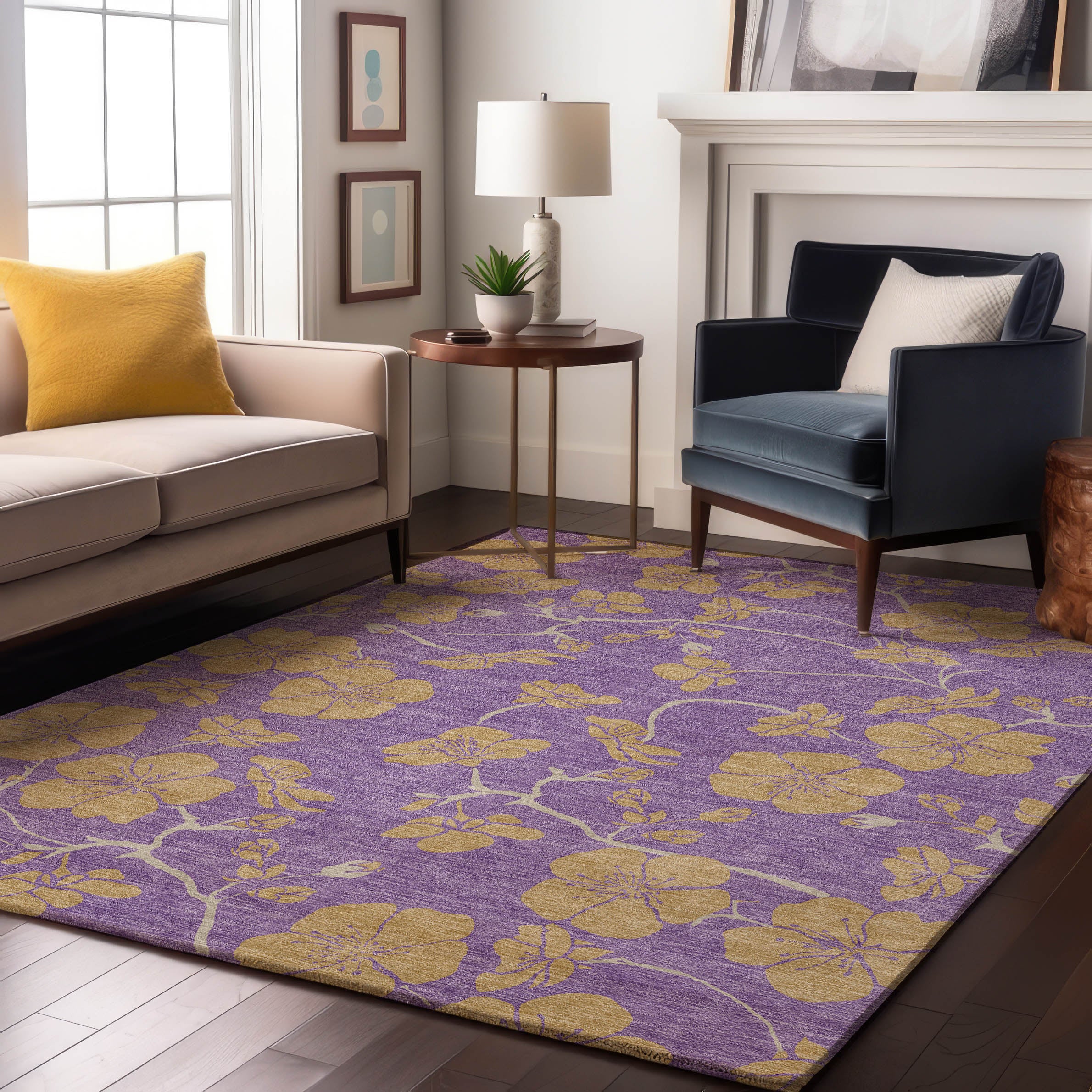 Chiang Mai Machine Washable Transitional Purple Rug 2'6" x 3'10" #shape_Rectangle