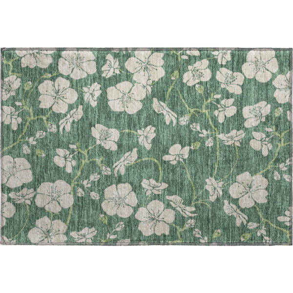 Chiang Mai Machine Washable Transitional Sage Green Rug 1'8" x 2'6"
