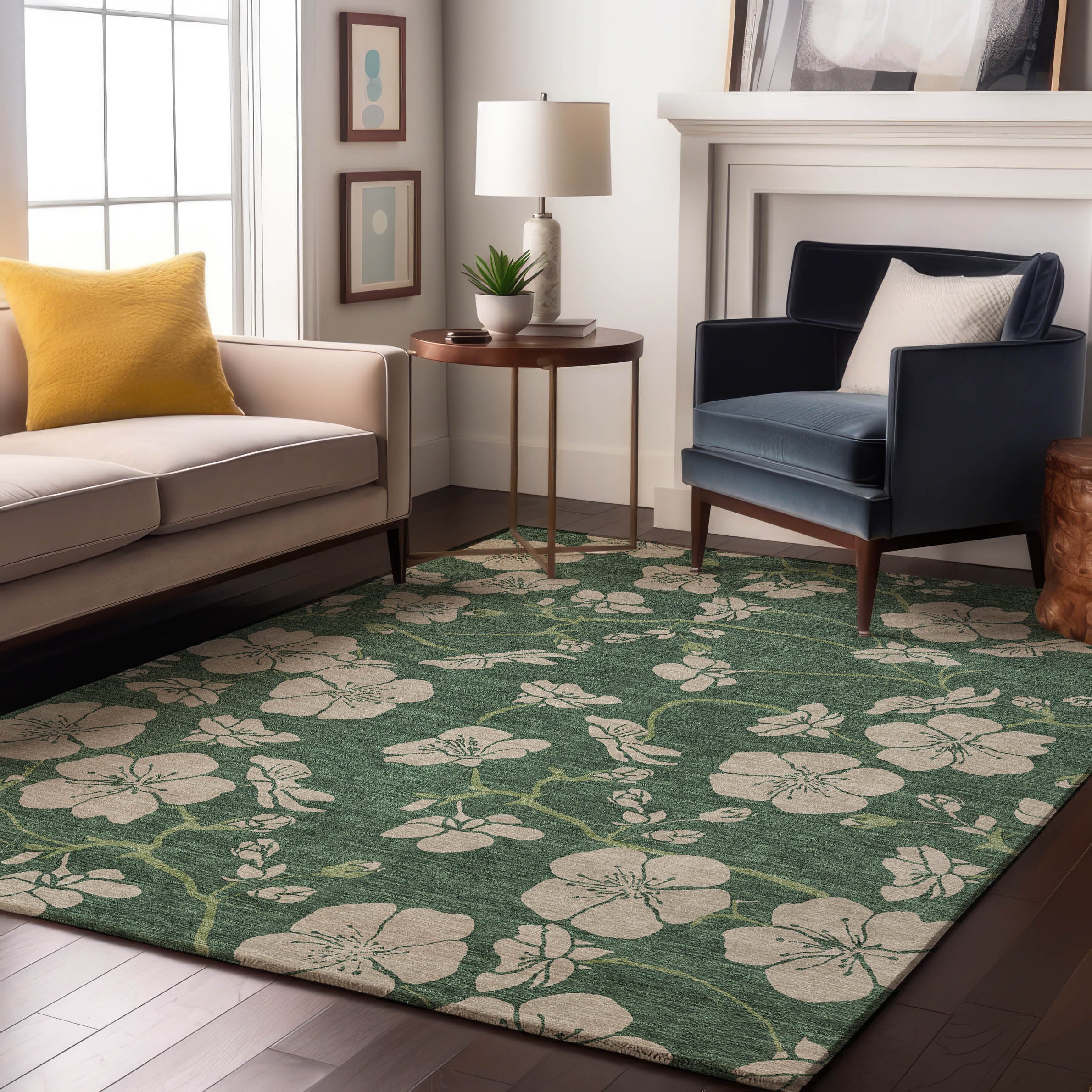 Chiang Mai Machine Washable Transitional Sage Green Rug 2'6" x 3'10" #shape_Rectangle