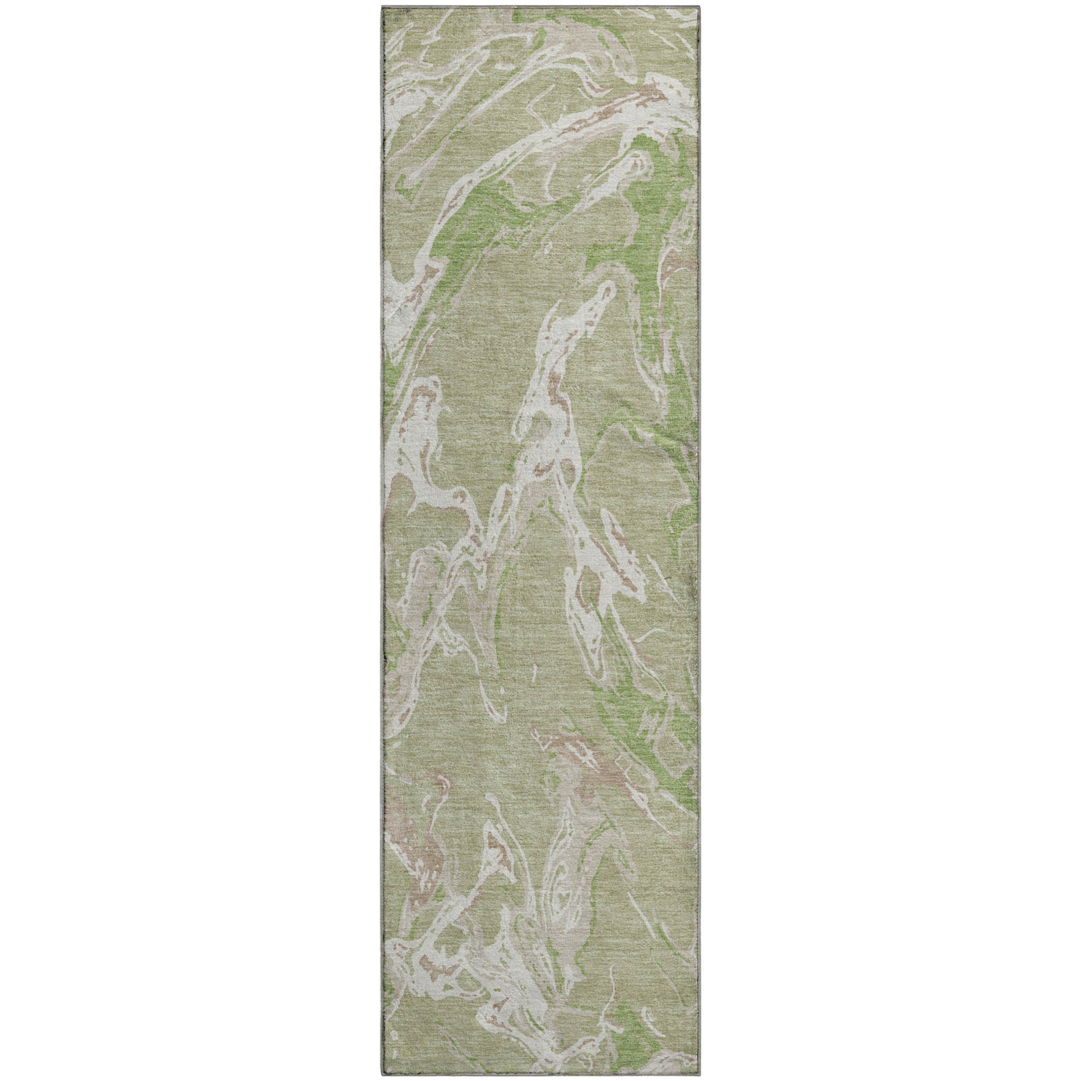 Tbilisi Machine Washable Transitional Aloe Green Rug 2'3" x 7'6" #shape_Runner