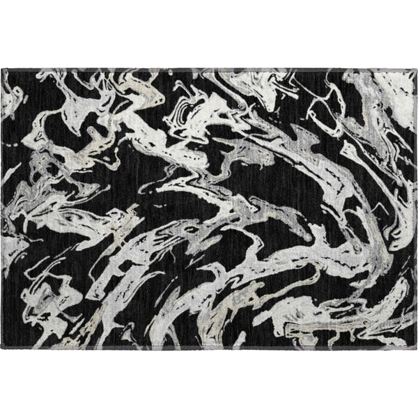 Tbilisi Machine Washable Transitional Black Rug 1'8" x 2'6"