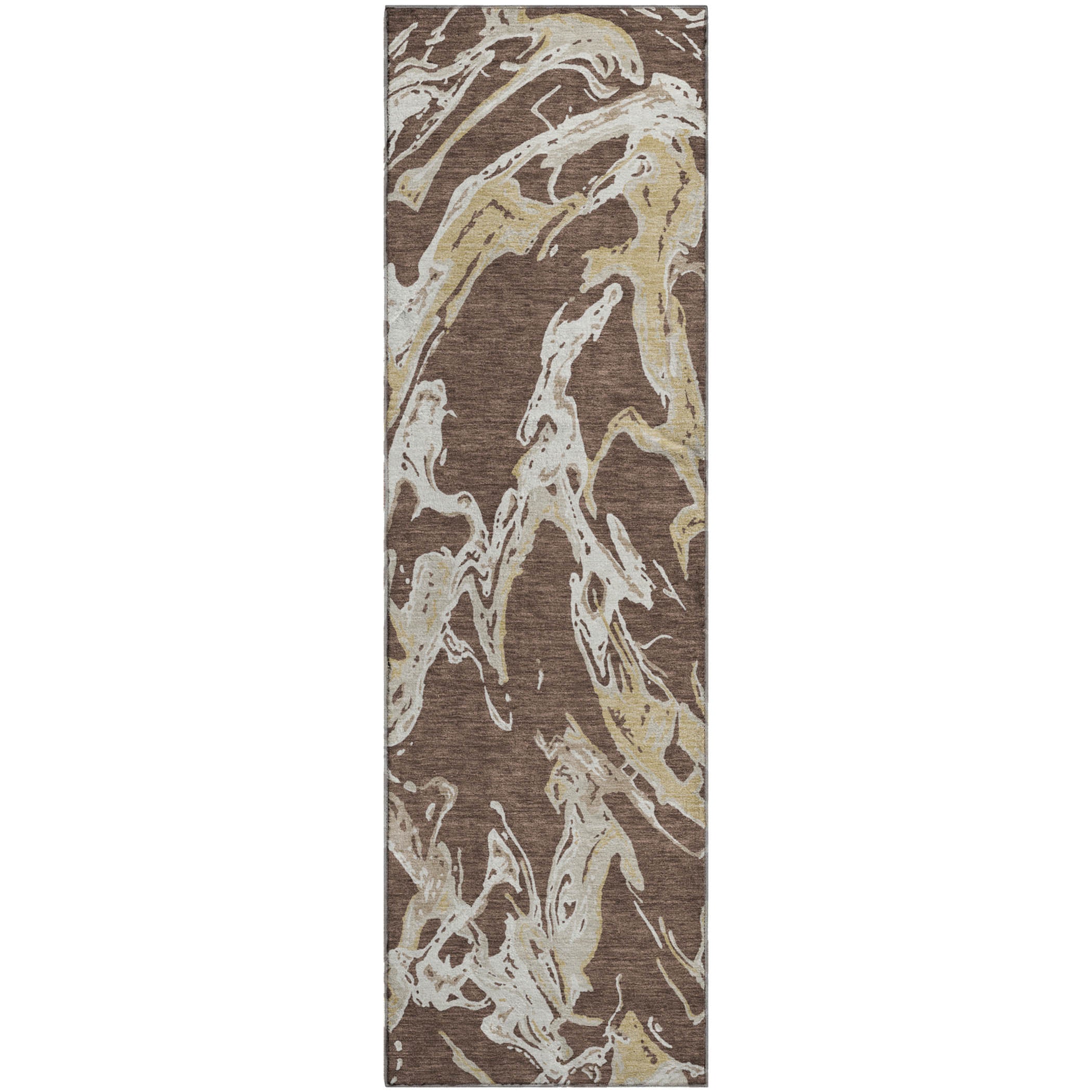 Tbilisi Machine Washable Transitional Brown Rug 2'3" x 7'6" #shape_Runner