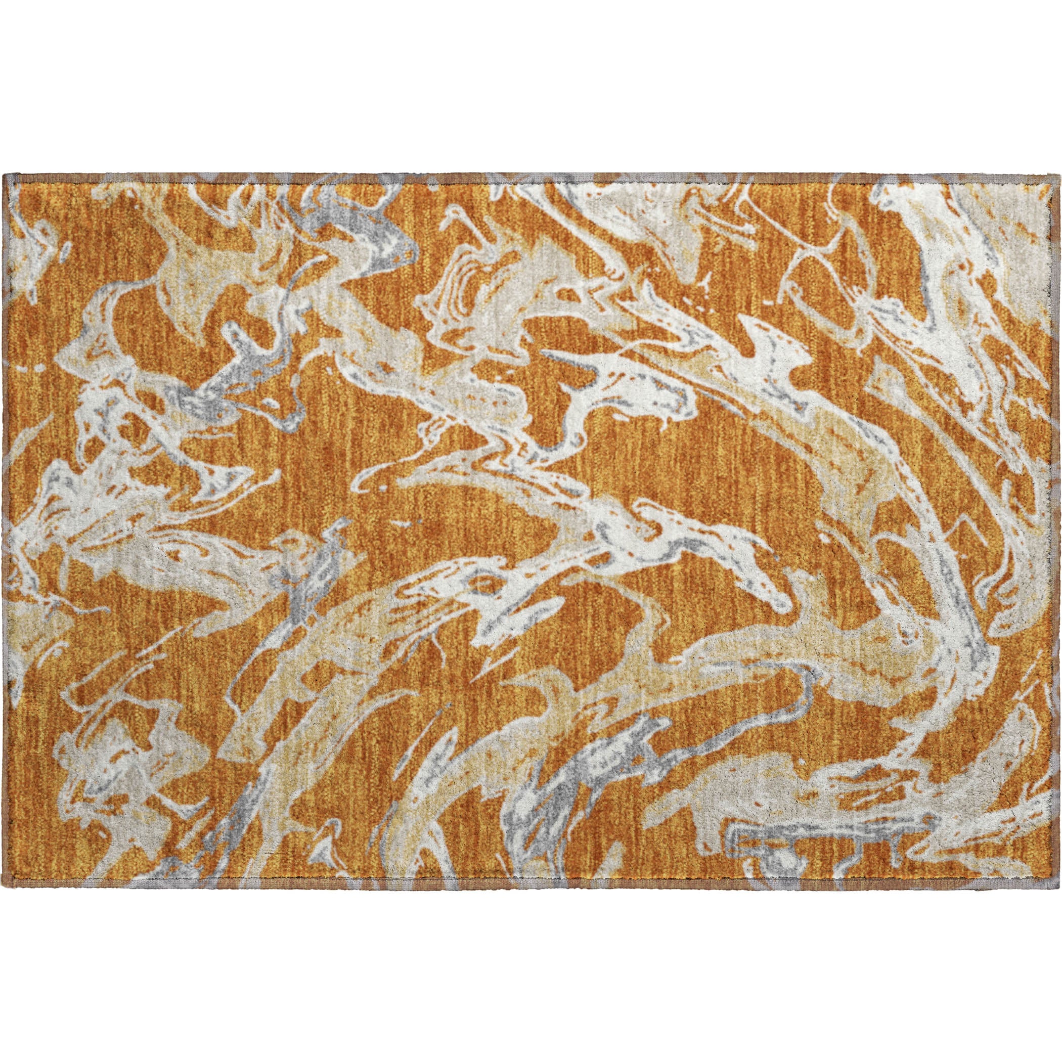 Tbilisi Machine Washable Transitional Copper Orange Rug 1'8" x 2'6" #shape_Rectangle