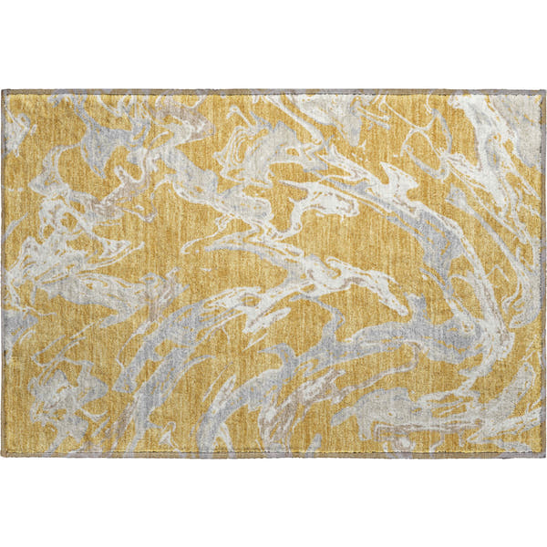 Tbilisi Machine Washable Transitional Gold Rug 1'8" x 2'6"