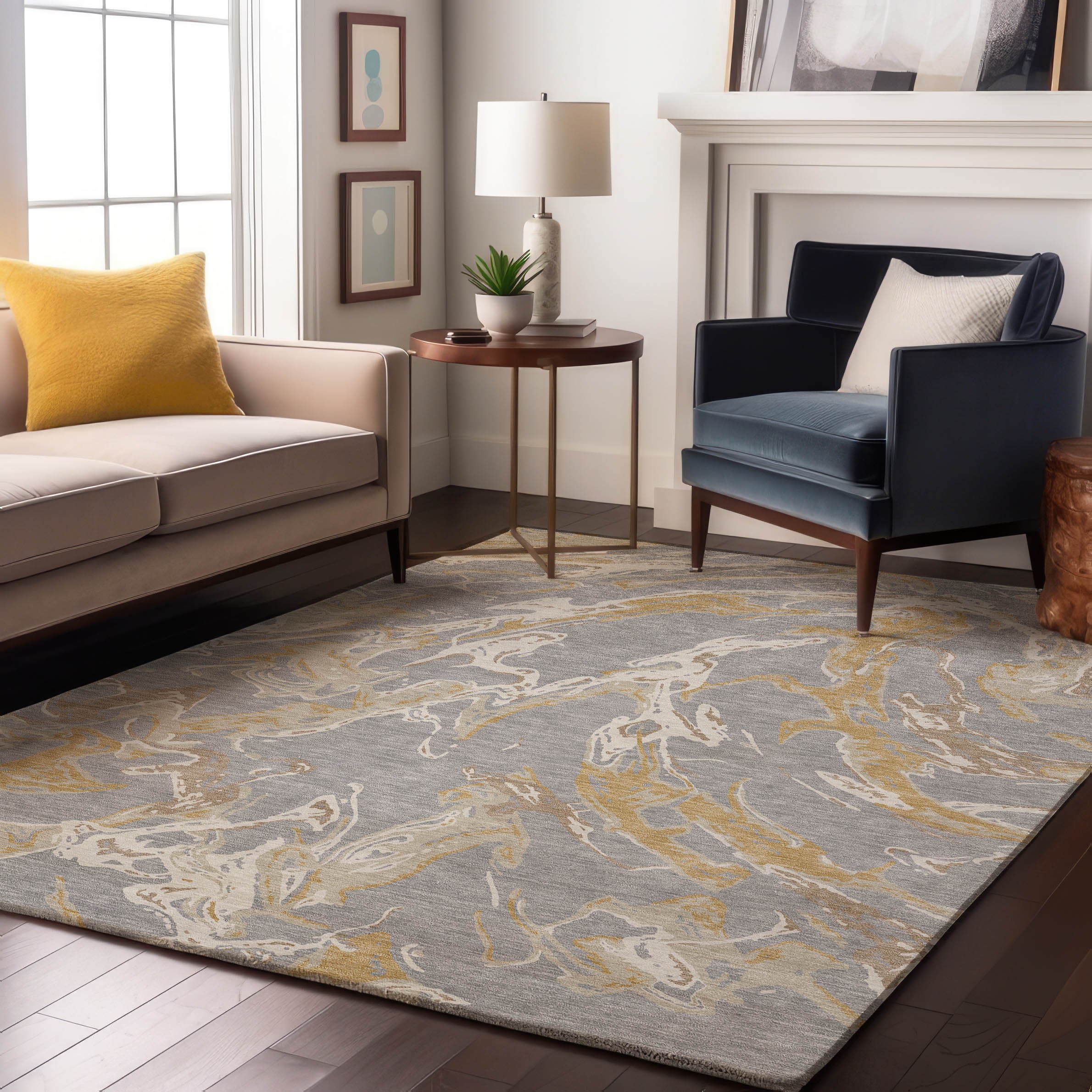 Tbilisi Machine Washable Transitional Gray Rug 2'6" x 3'10" #shape_Rectangle