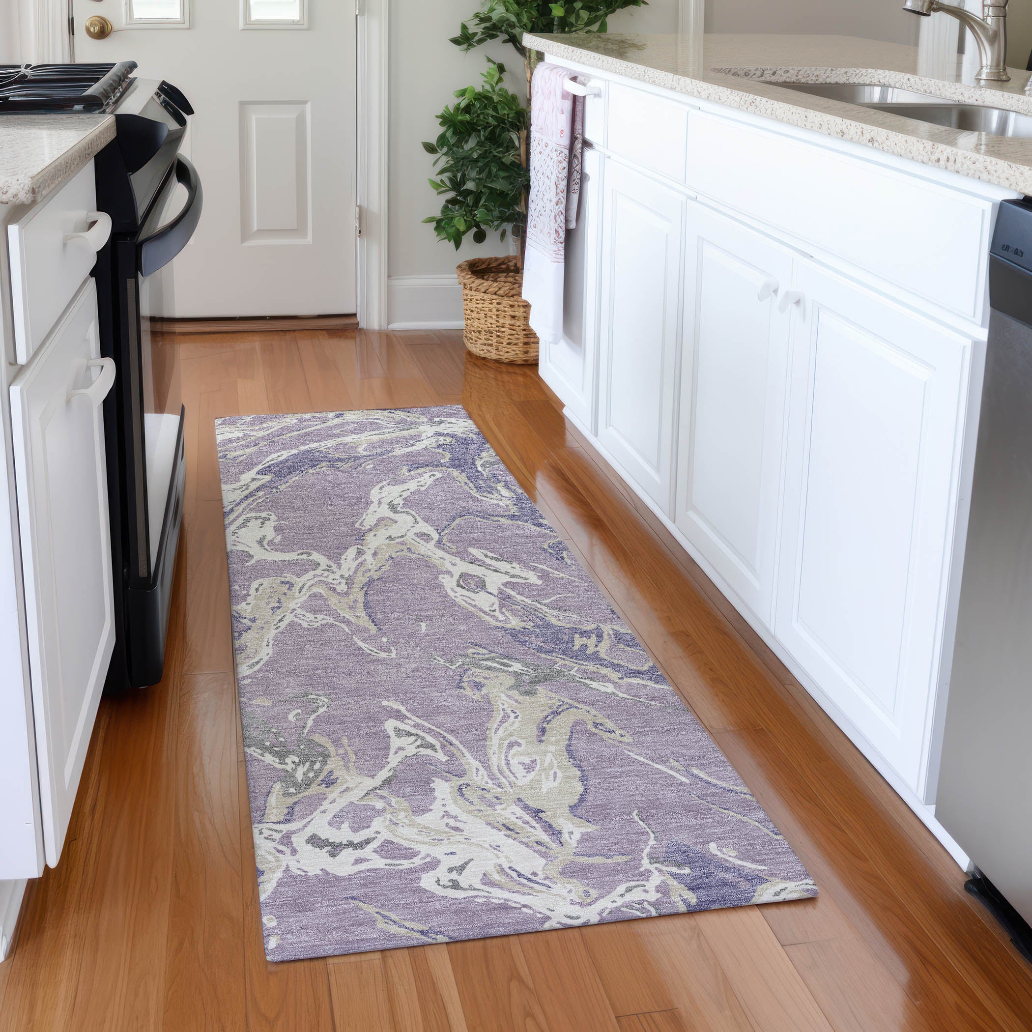 Tbilisi Machine Washable Transitional Lavender Purple Rug 2'3" x 7'6" #shape_Runner