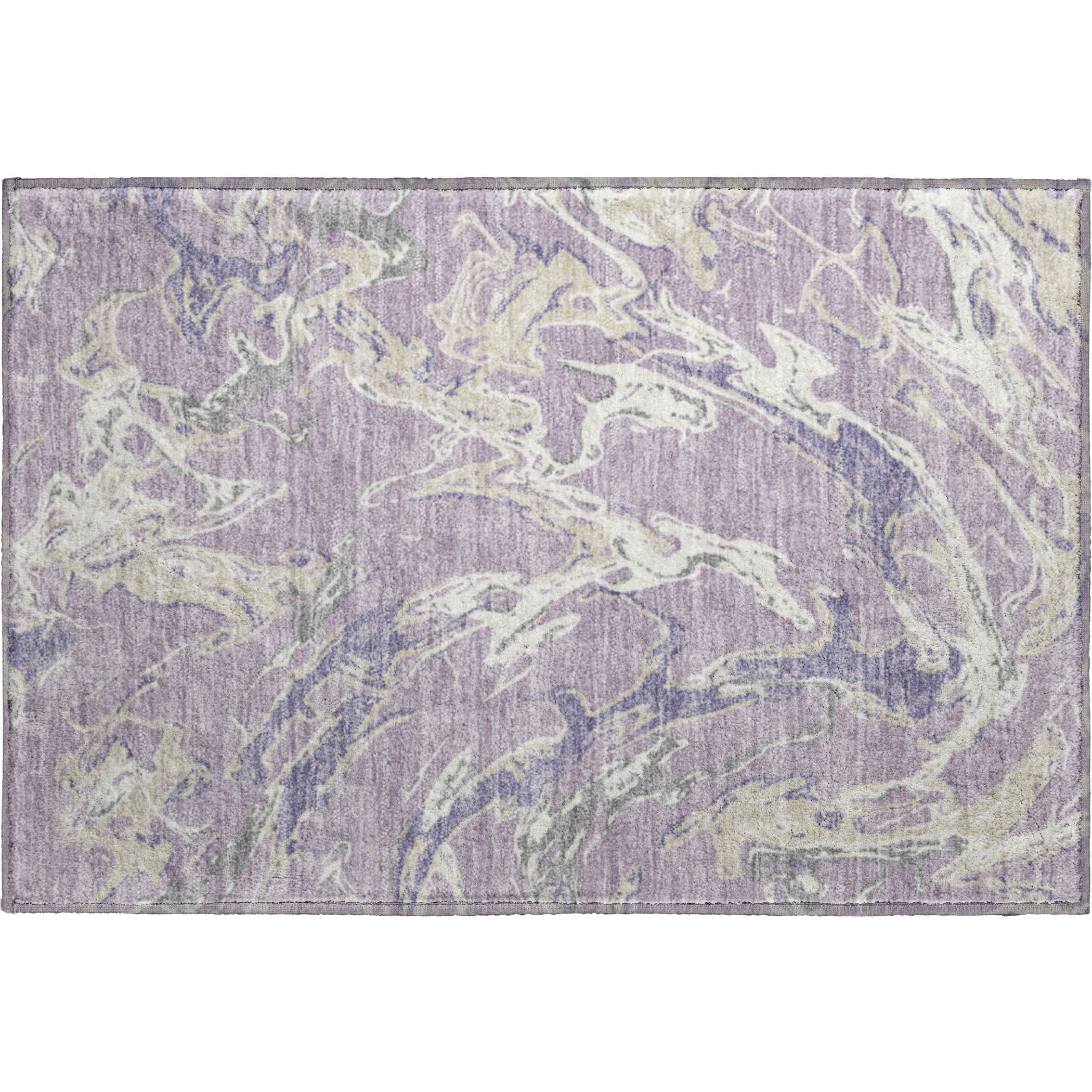 Tbilisi Machine Washable Transitional Lavender Purple Rug 1'8" x 2'6" #shape_Rectangle