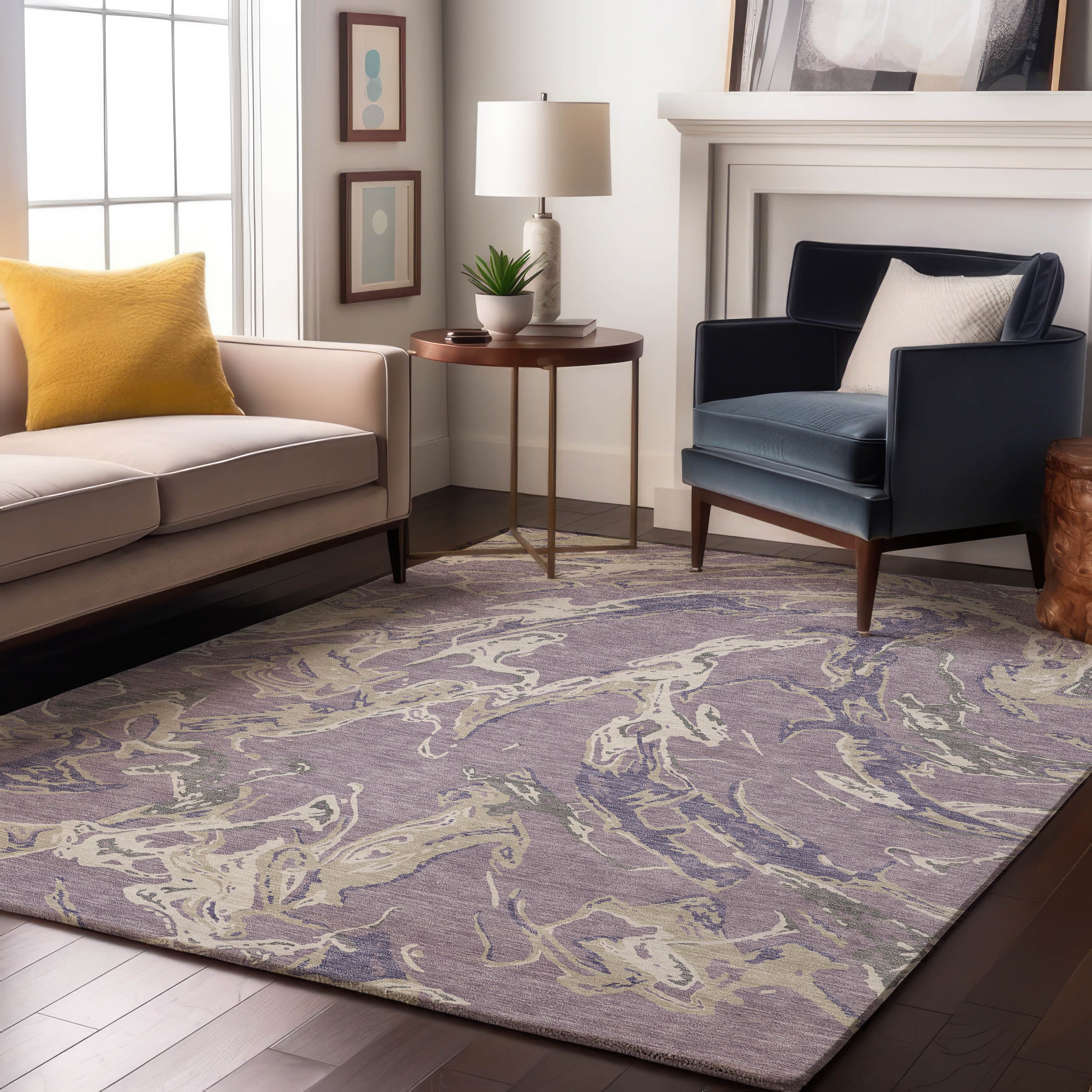 Tbilisi Machine Washable Transitional Lavender Purple Rug 2'6" x 3'10" #shape_Rectangle