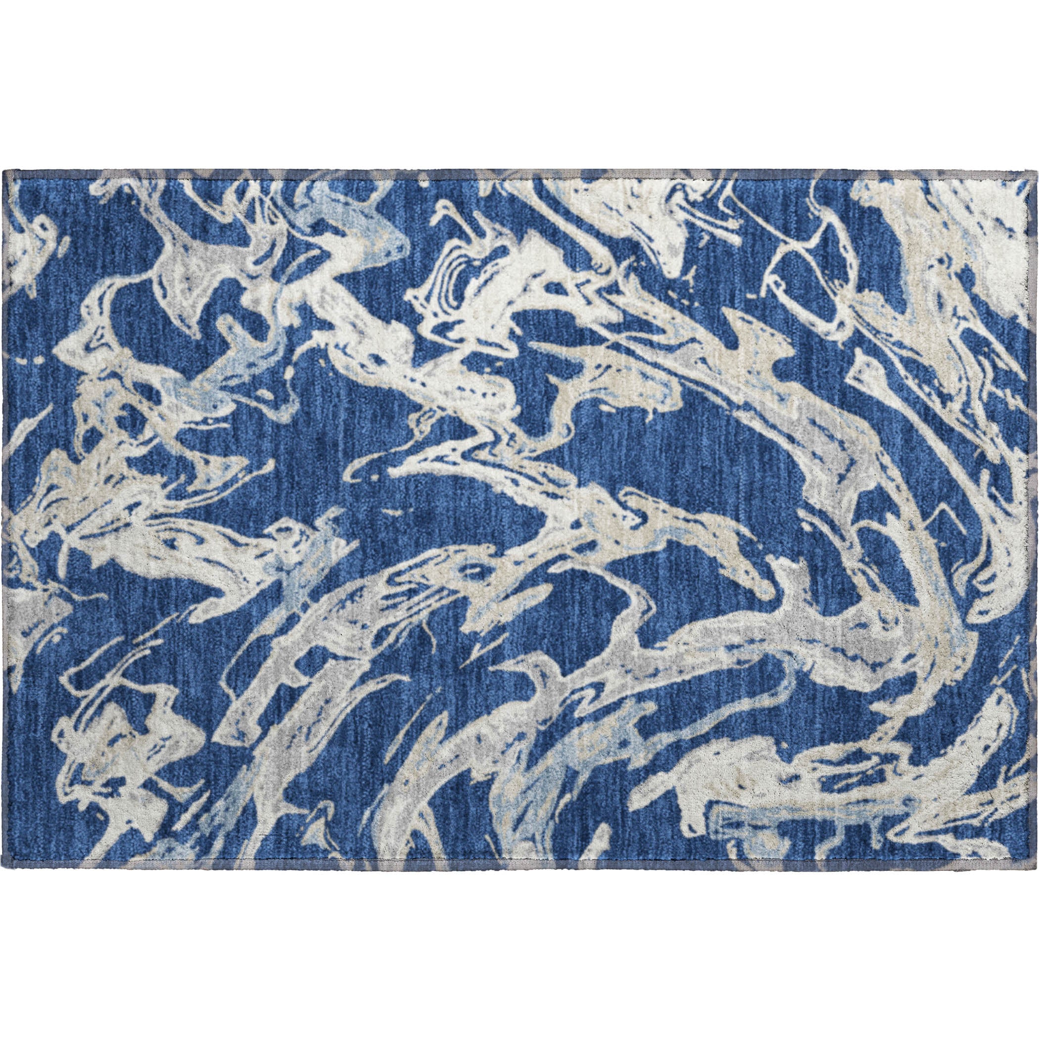 Tbilisi Machine Washable Transitional Navy Blue Rug 1'8" x 2'6" #shape_Rectangle