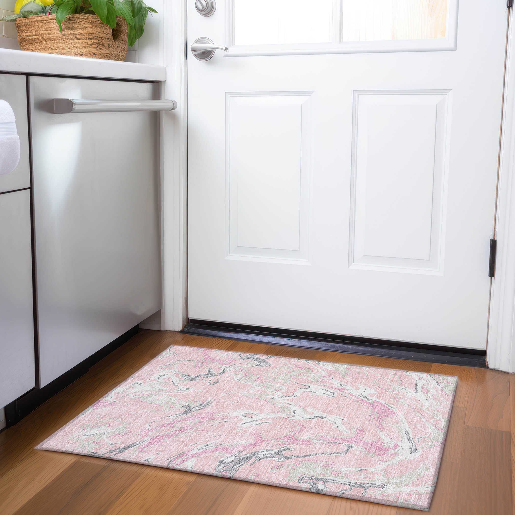 Tbilisi Machine Washable Transitional Pink Rug 1'8" x 2'6" #shape_Rectangle