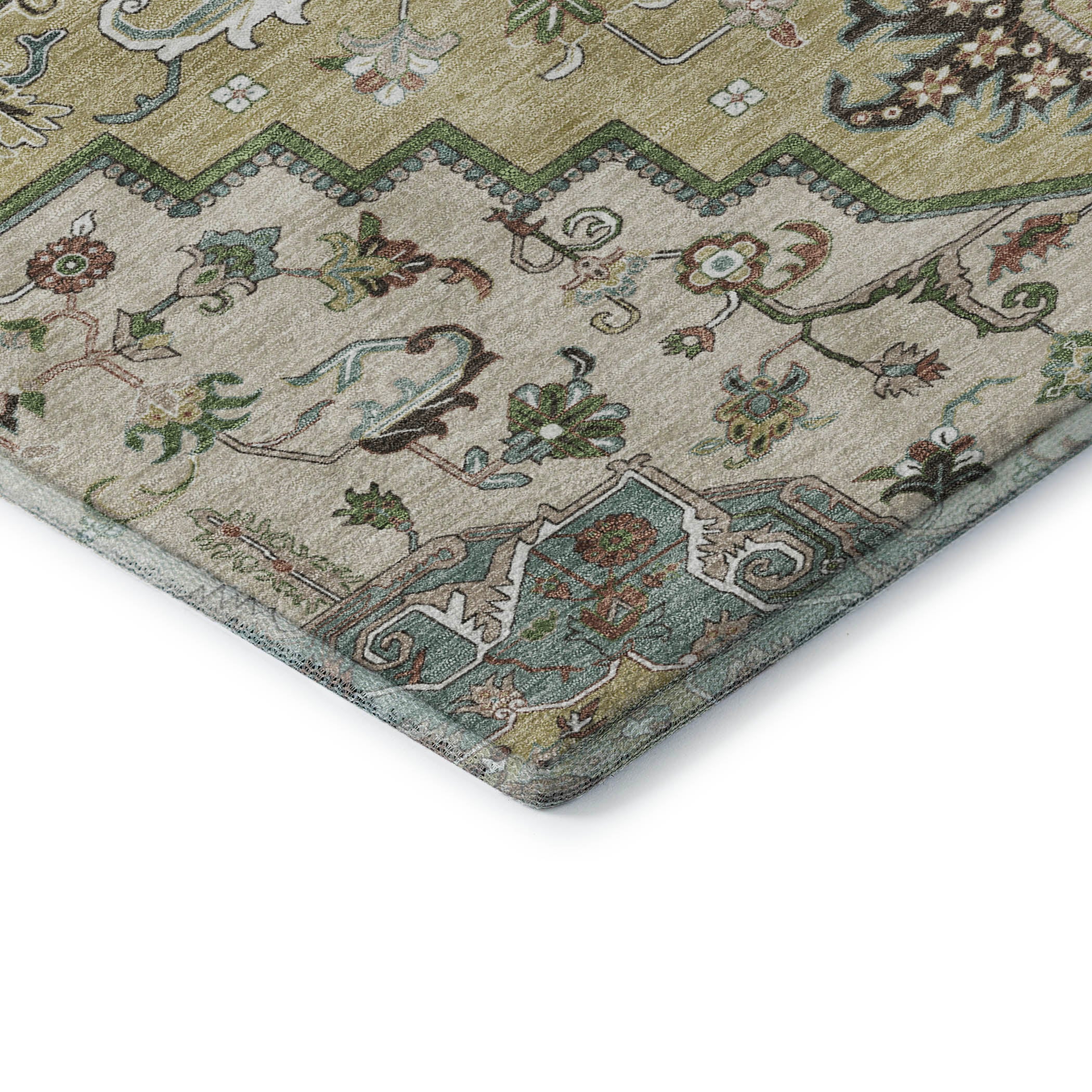 Kathmandu Machine Washable Traditional Beige Brown Rug 1'8" x 2'6" #shape_Rectangle