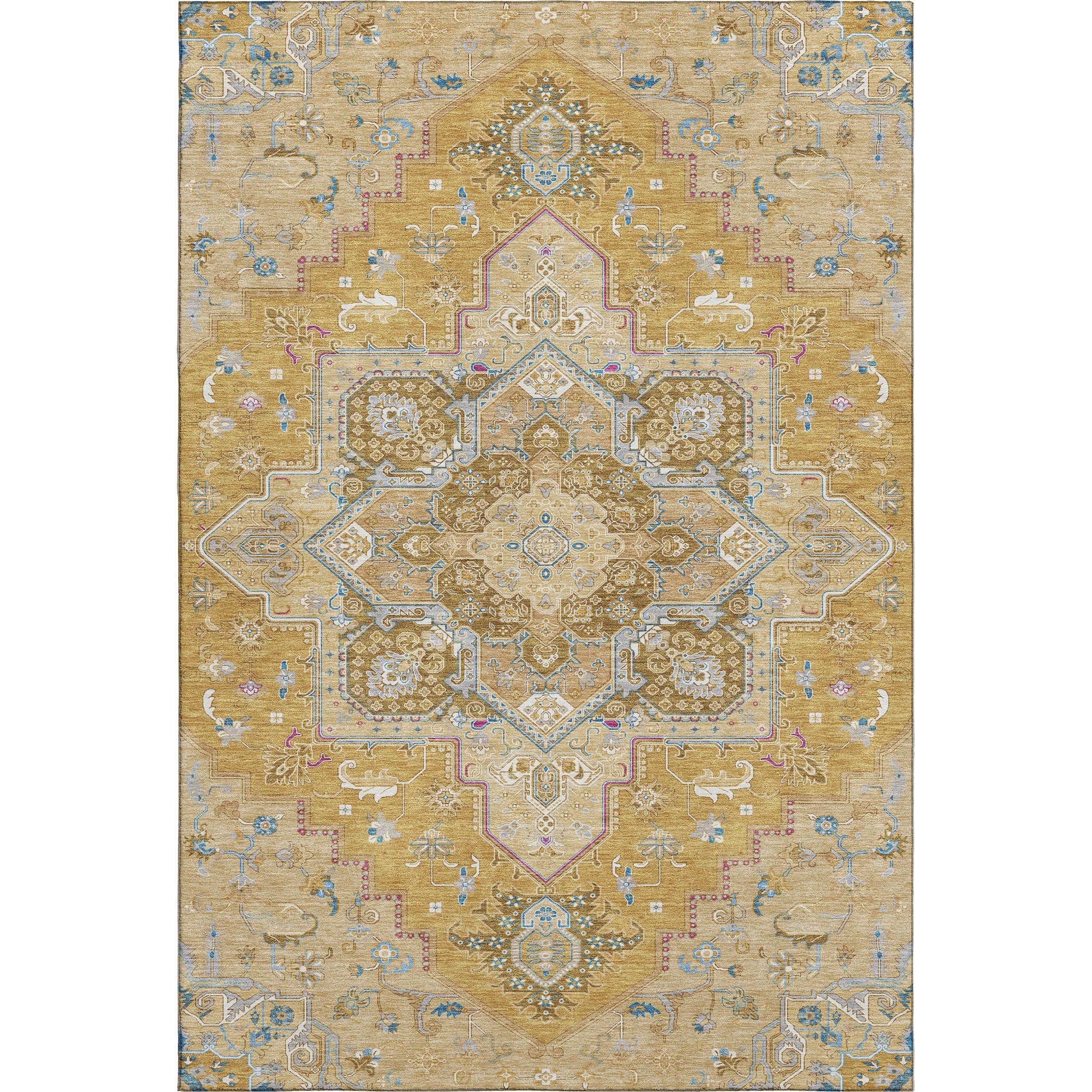 Kathmandu Machine Washable Traditional Gold Rug 2'6" x 3'10" #shape_Rectangle