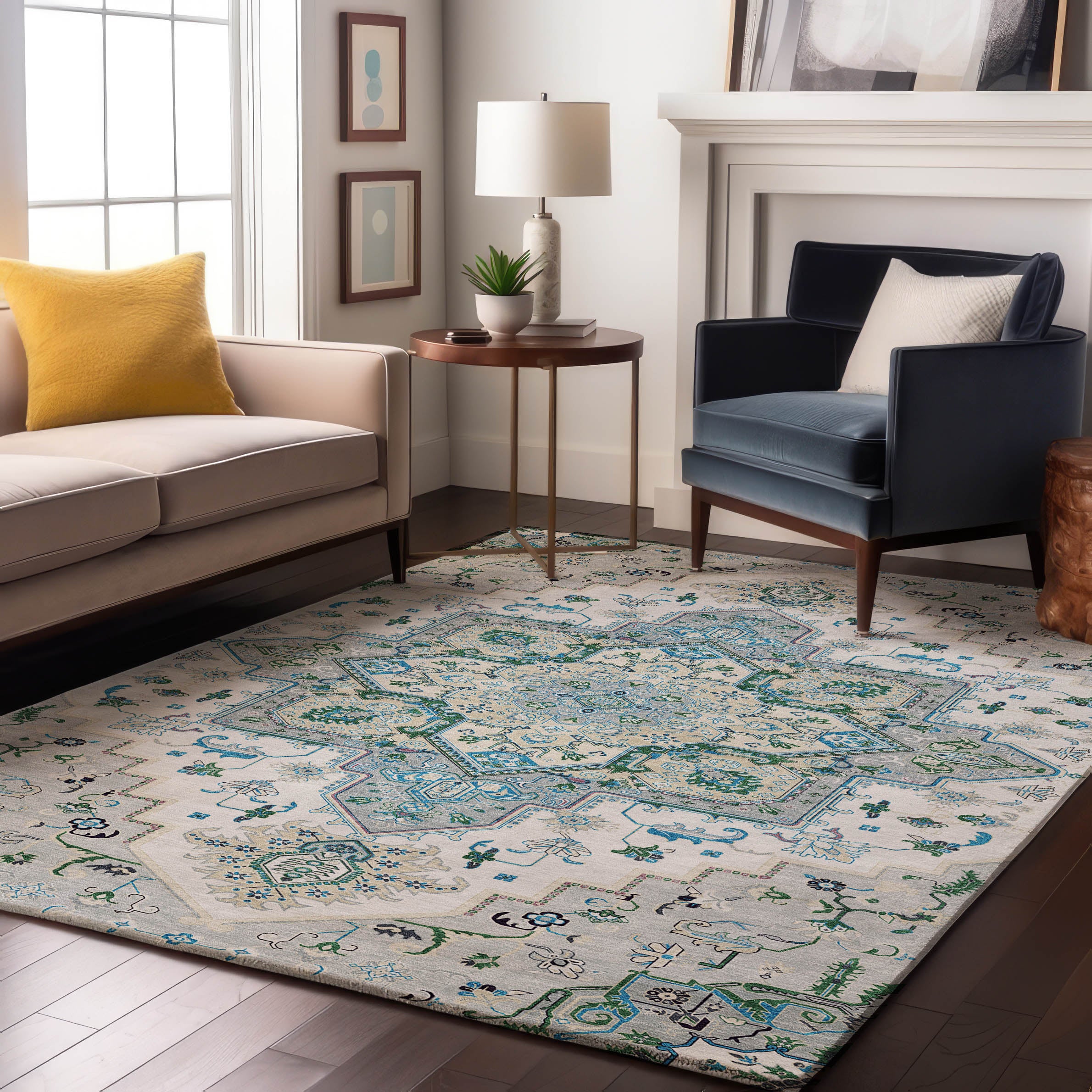 Kathmandu Machine Washable Traditional Silver Gray Rug 2'6" x 3'10" #shape_Rectangle