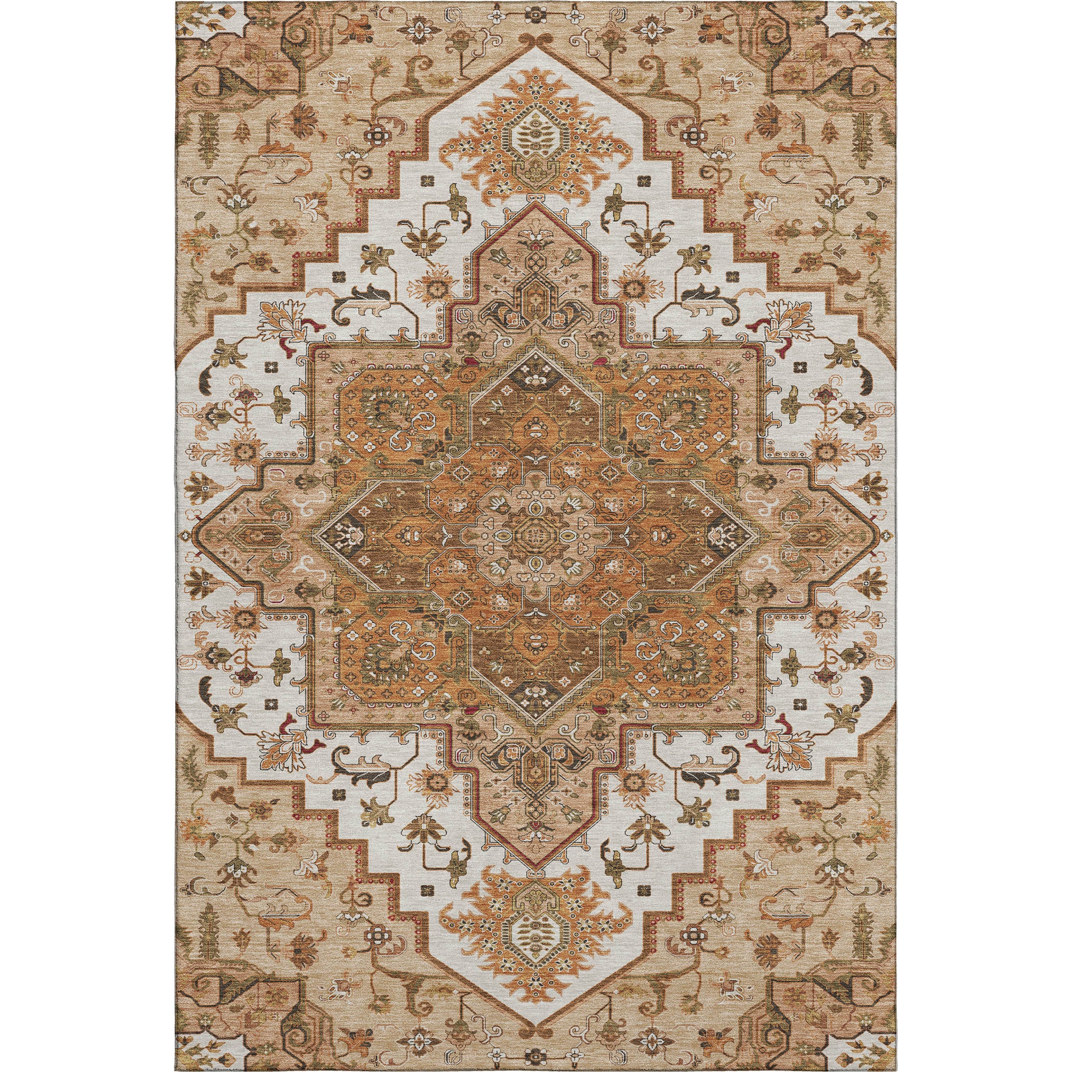 Kathmandu Machine Washable Traditional Terracotta Orange Rug 2'6" x 3'10" #shape_Rectangle