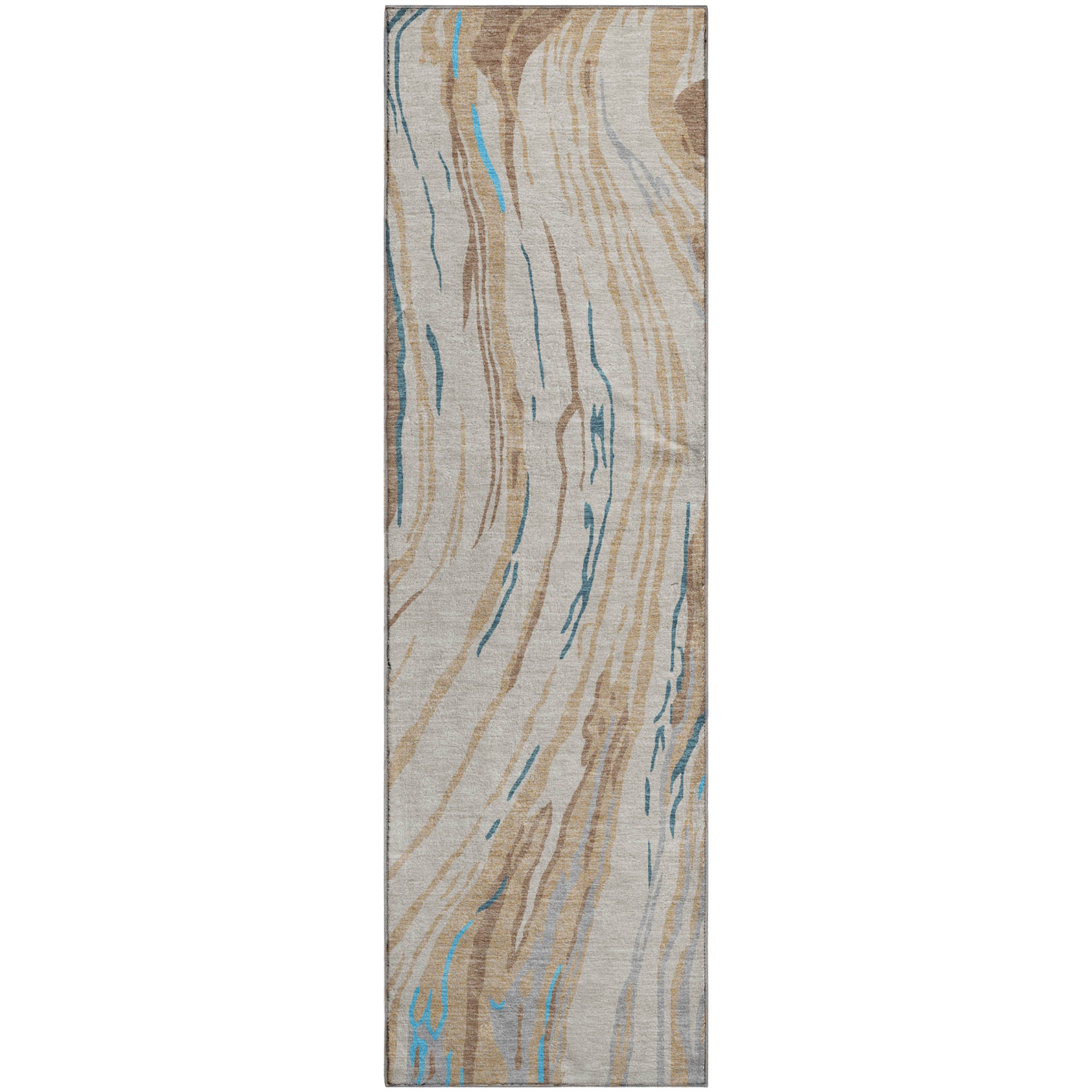 Bogota Machine Washable Transitional Beige Brown Rug 2'3" x 7'6" #shape_Runner
