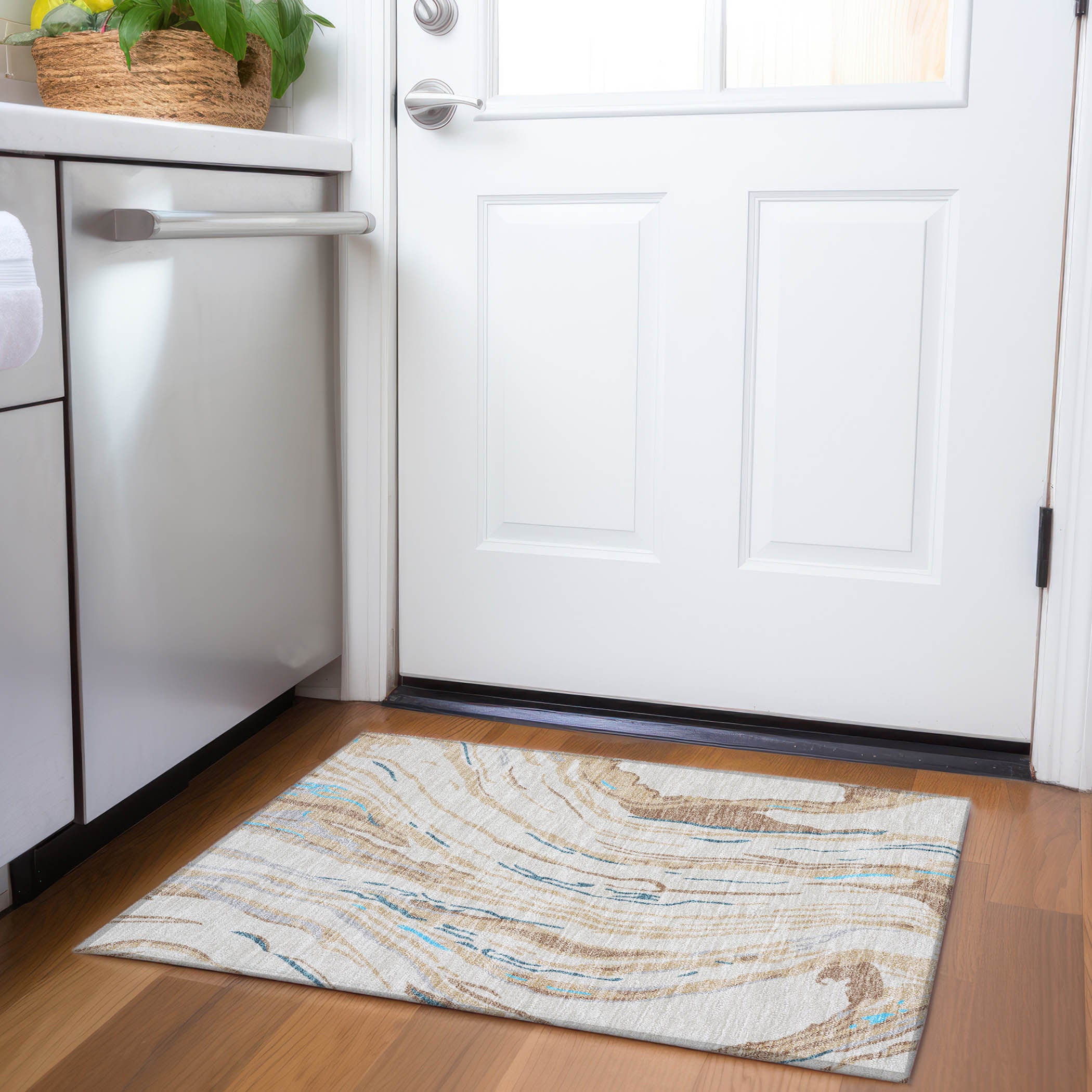 Bogota Machine Washable Transitional Beige Brown Rug 1'8" x 2'6" #shape_Rectangle