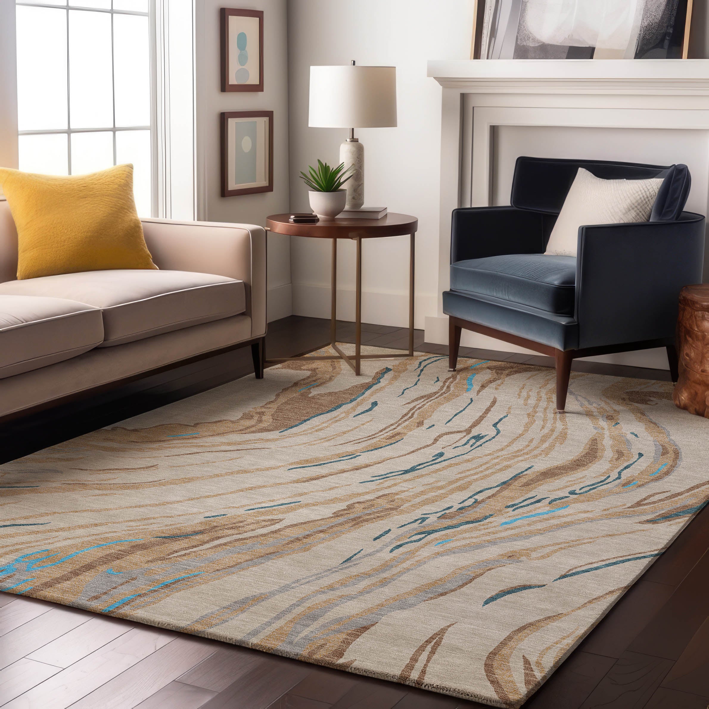 Bogota Machine Washable Transitional Beige Brown Rug 2'6" x 3'10" #shape_Rectangle