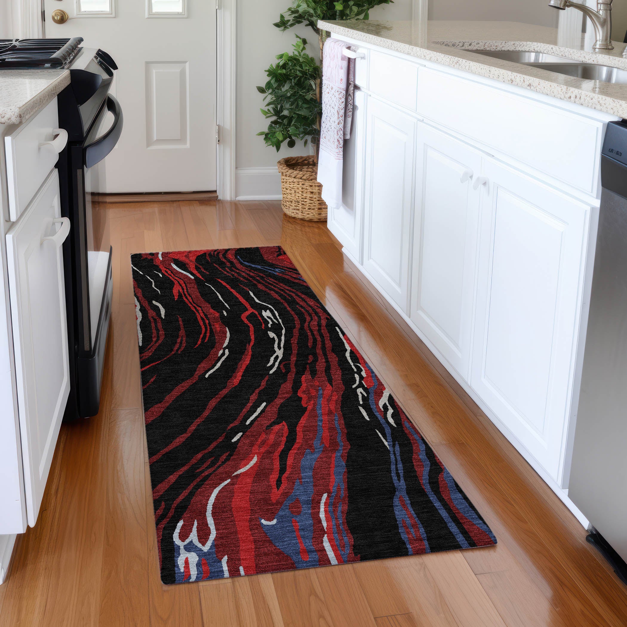 Bogota Machine Washable Transitional Black Rug 2'3" x 7'6" #shape_Runner