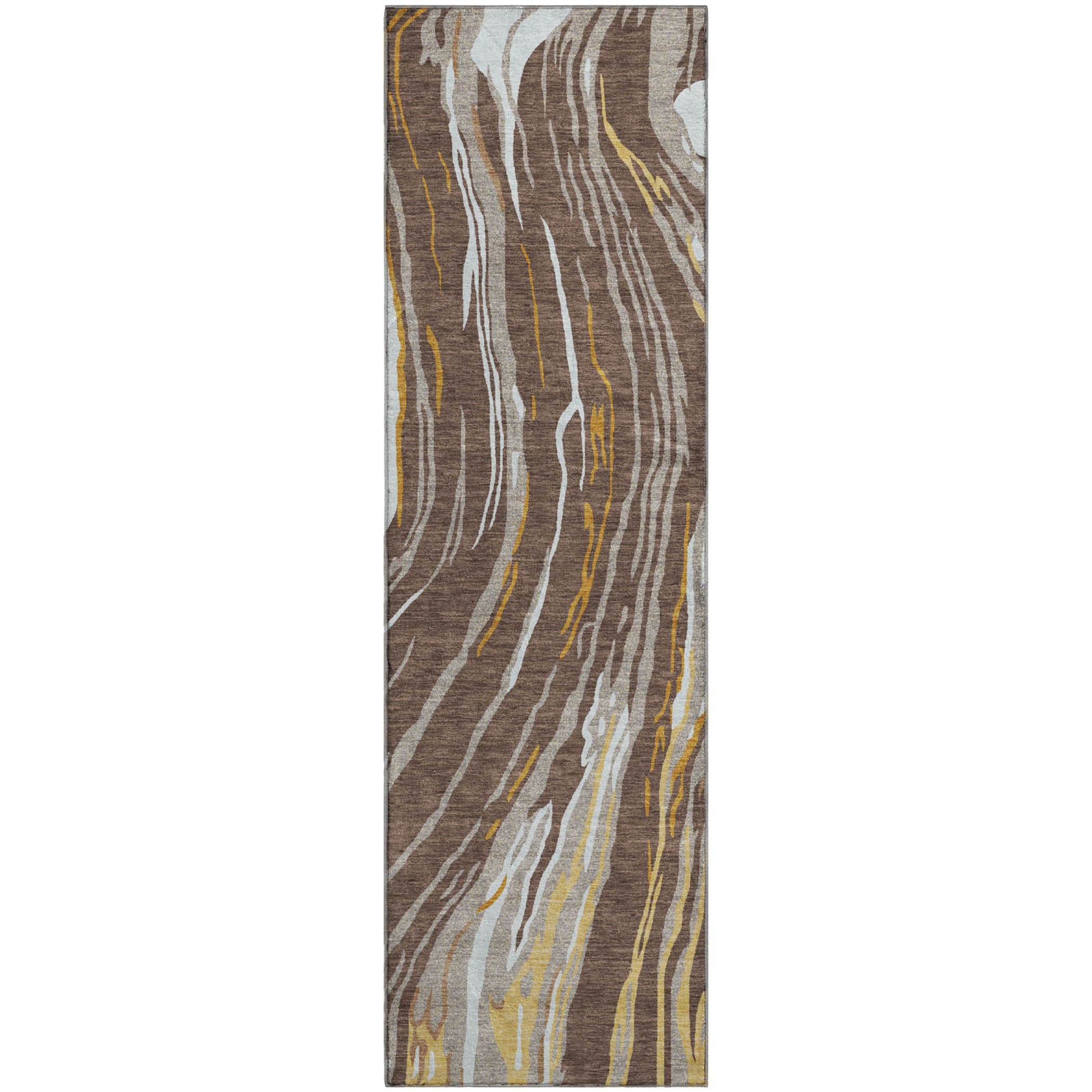 Bogota Machine Washable Transitional Brown Rug 2'3" x 7'6" #shape_Runner