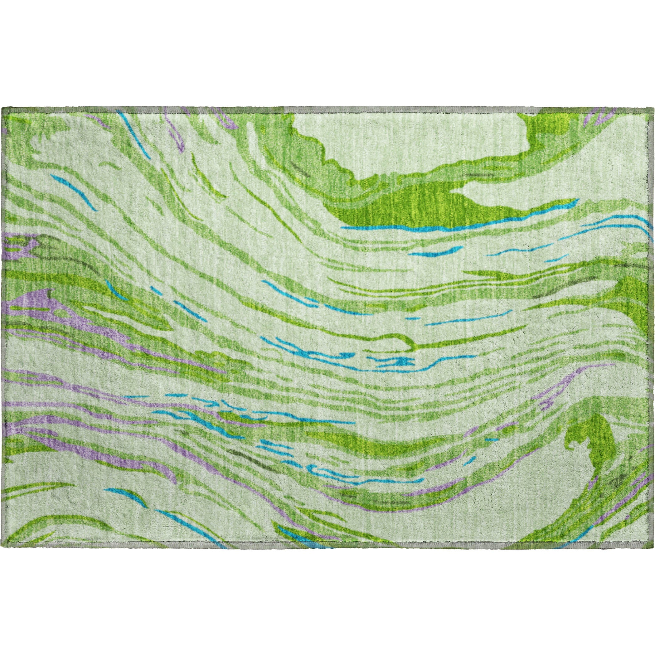 Bogota Machine Washable Transitional Green Rug 1'8" x 2'6" #shape_Rectangle