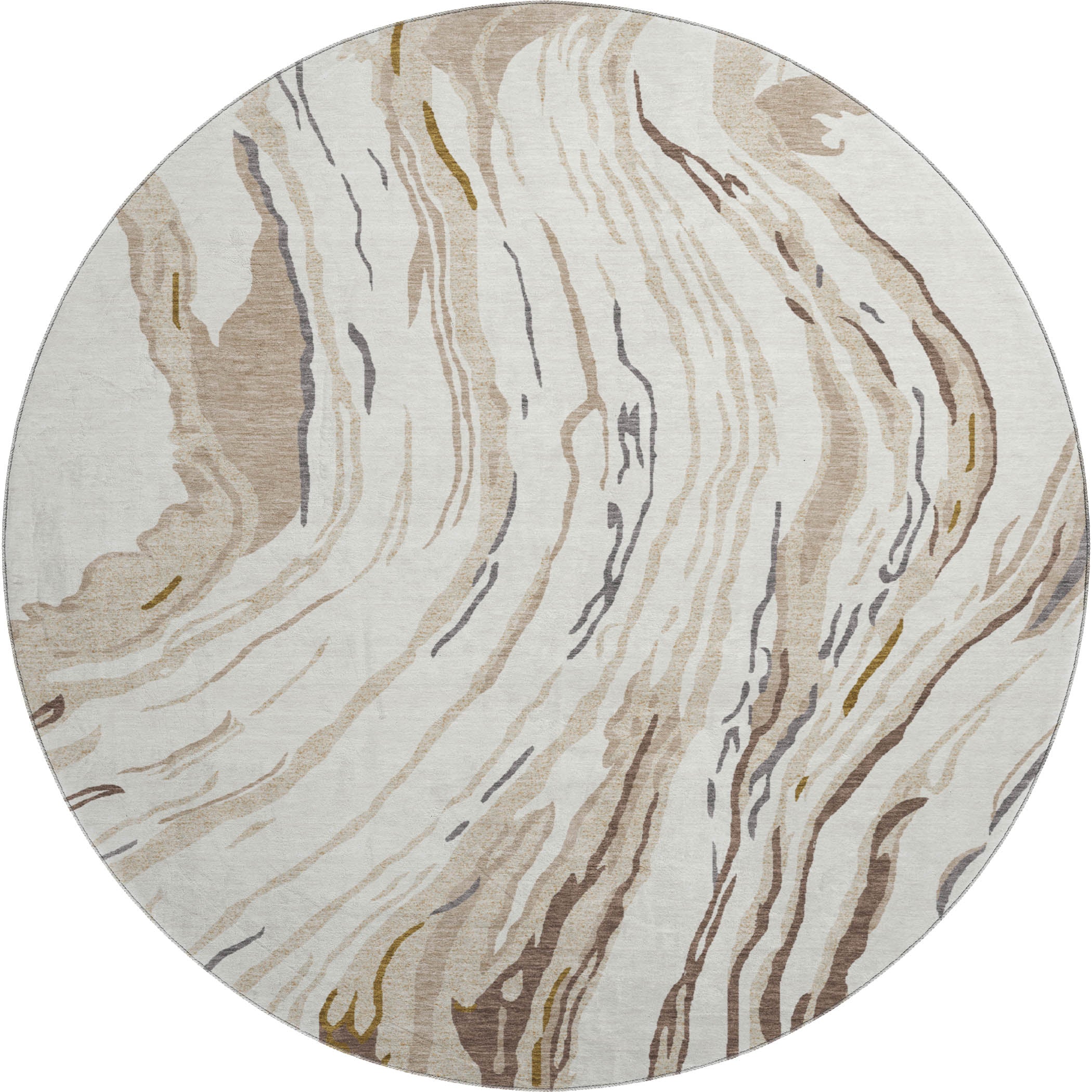 Bogota Machine Washable Transitional Ivory Rug 8' x 8' #shape_Round