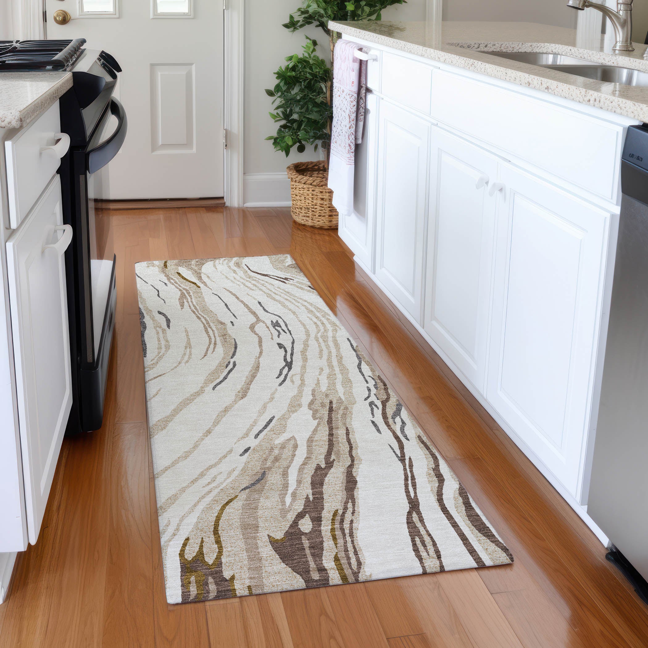 Bogota Machine Washable Transitional Ivory Rug 2'3" x 7'6" #shape_Runner