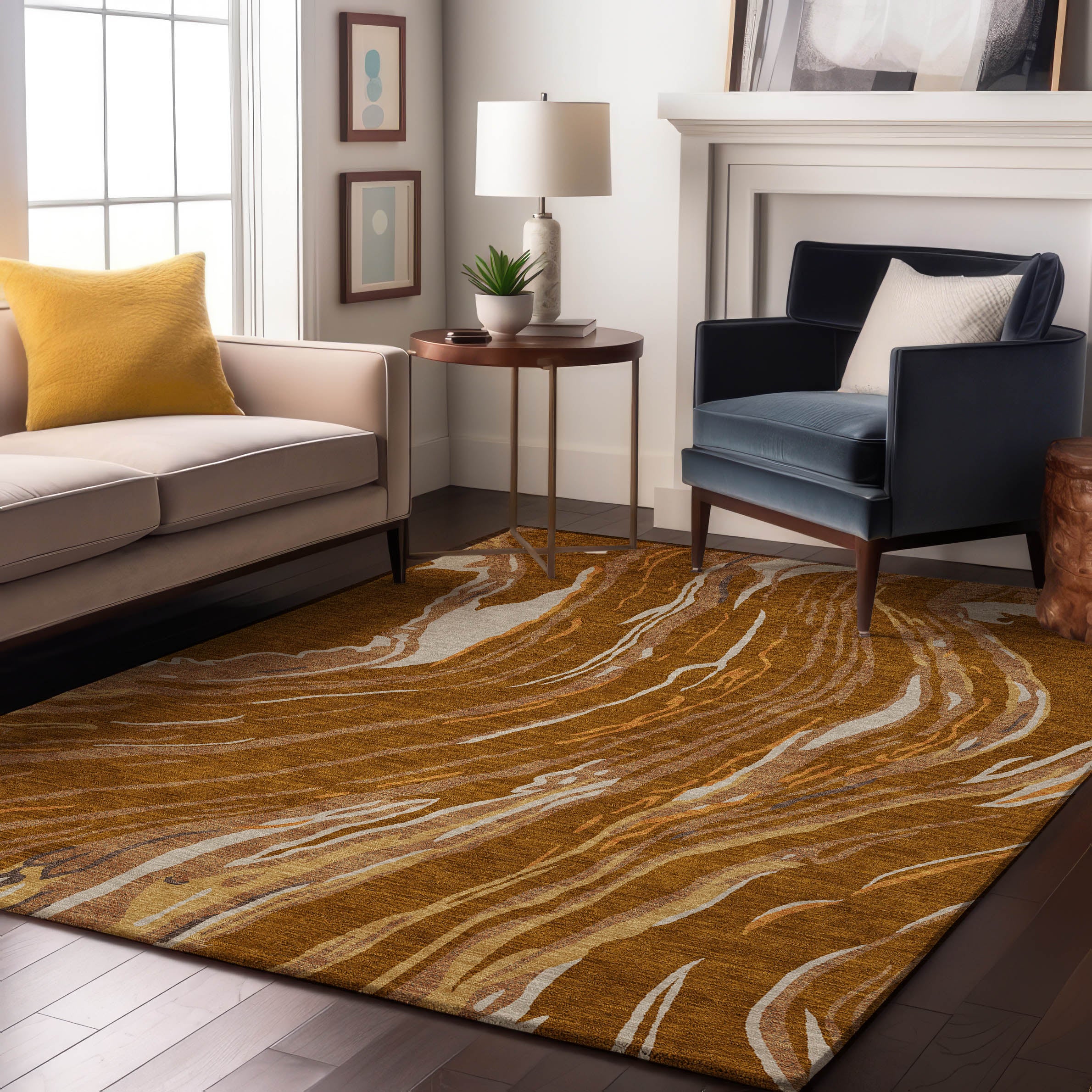 Bogota Machine Washable Transitional Paprika Orange Rug 2'6" x 3'10" #shape_Rectangle