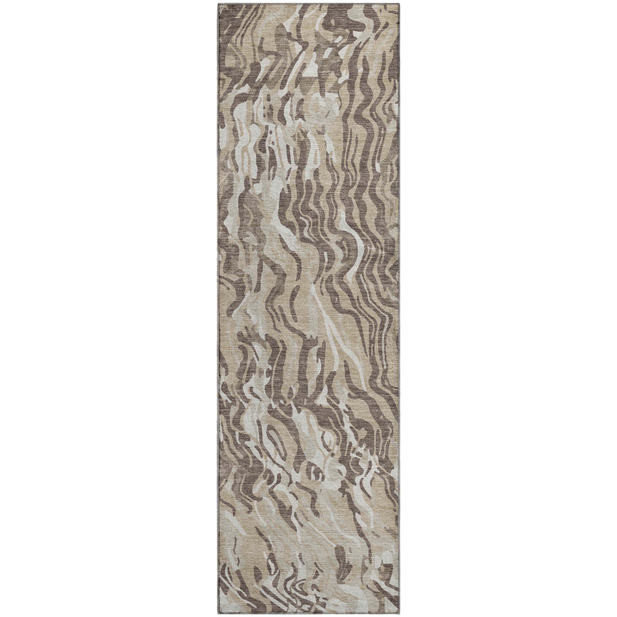 Bruges Machine Washable Transitional Beige Brown Rug 2'3" x 7'6" #shape_Runner