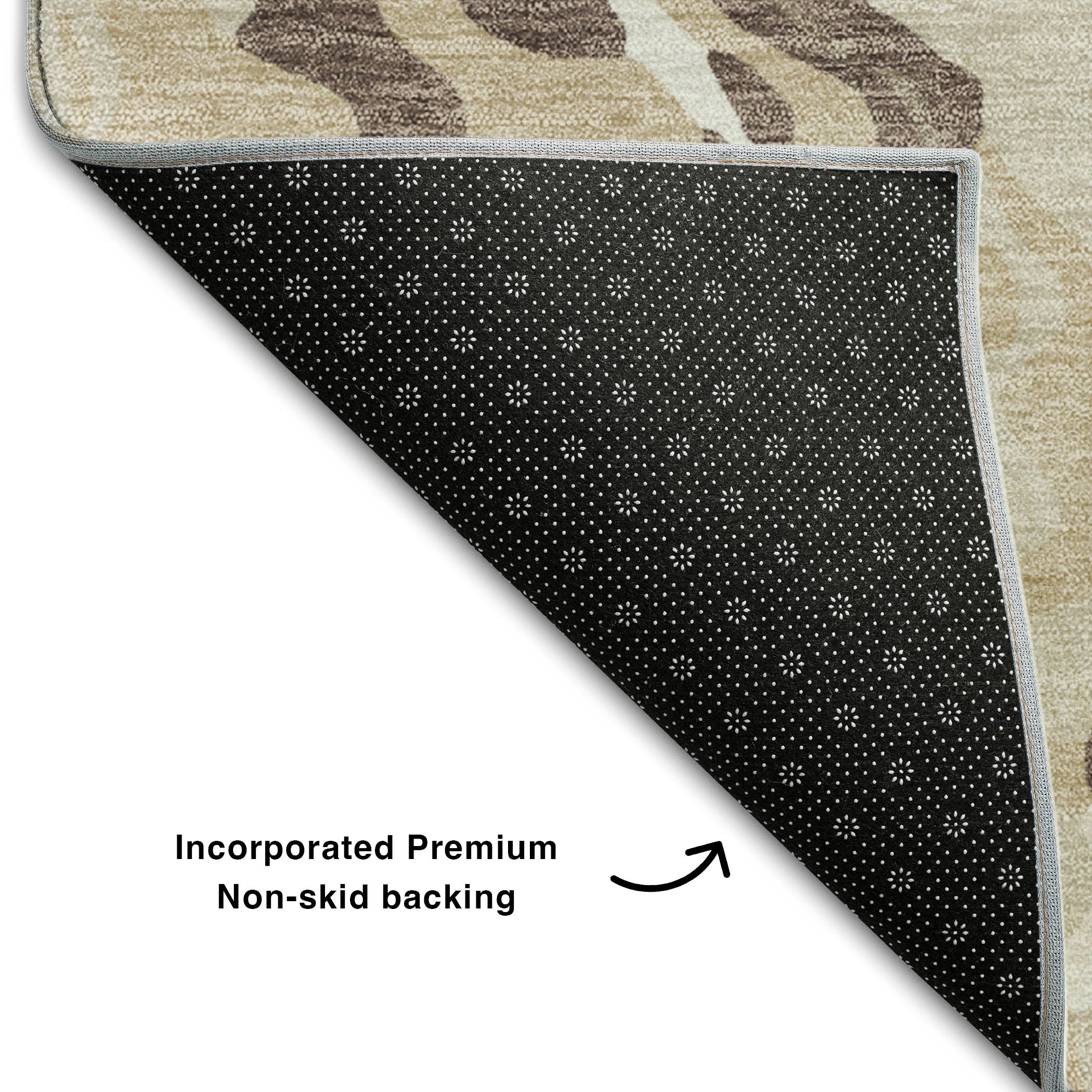 Bruges Machine Washable Transitional Beige Brown Rug 1'8" x 2'6" #shape_Rectangle