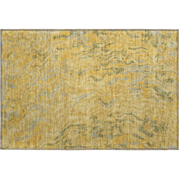 Bruges Machine Washable Transitional Gold Rug 1'8" x 2'6"