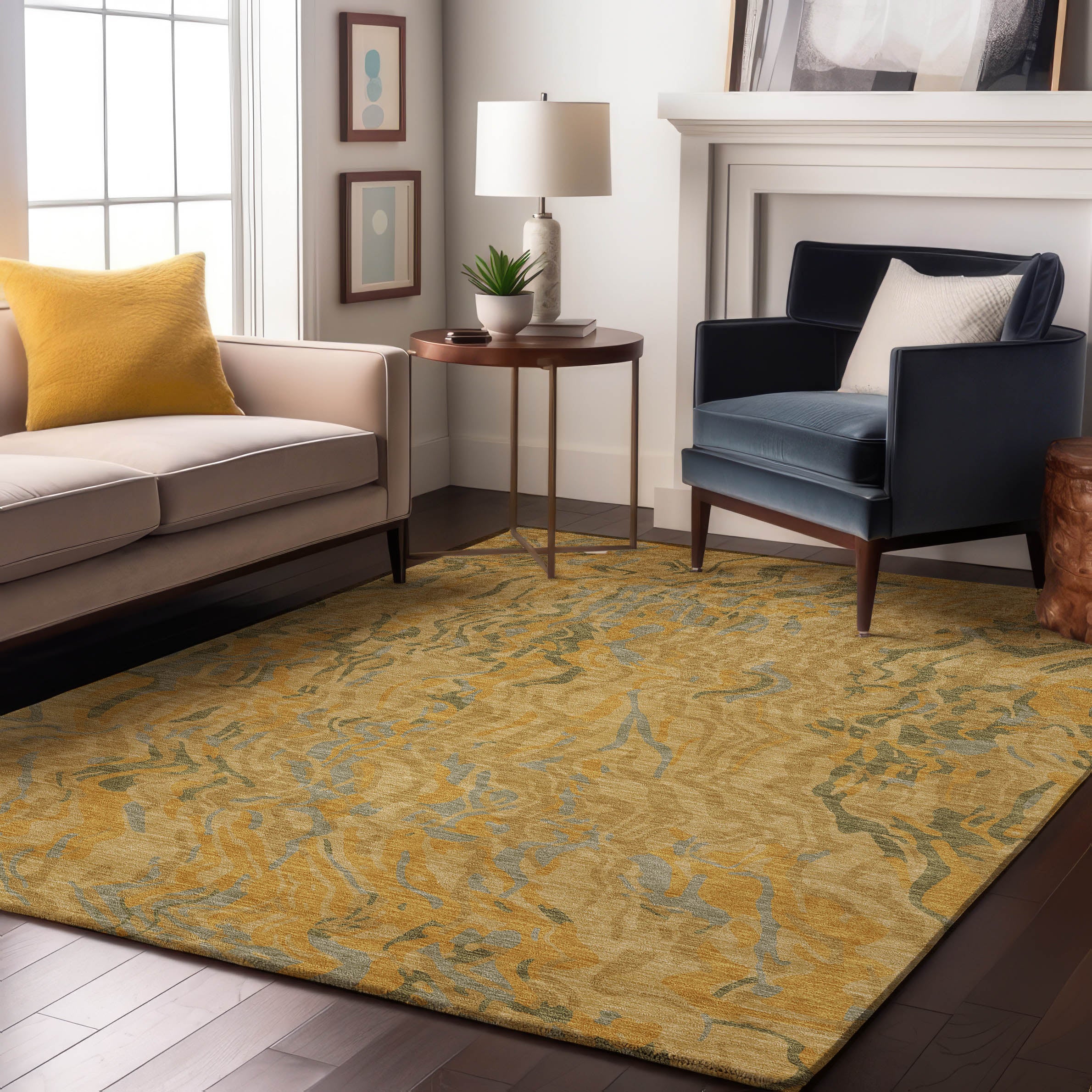 Bruges Machine Washable Transitional Gold Rug 2'6" x 3'10" #shape_Rectangle