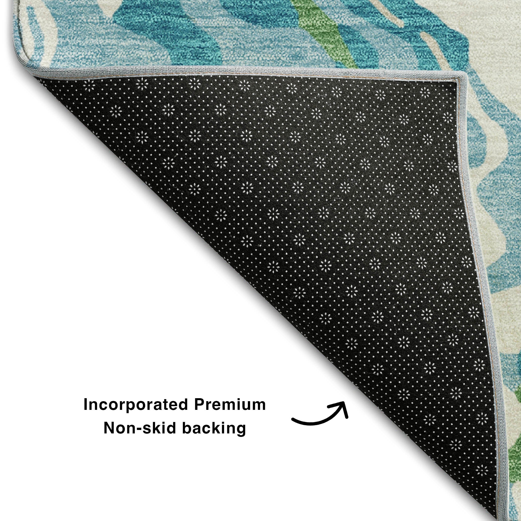 Bruges Machine Washable Transitional Teal Rug 1'8" x 2'6" #shape_Rectangle