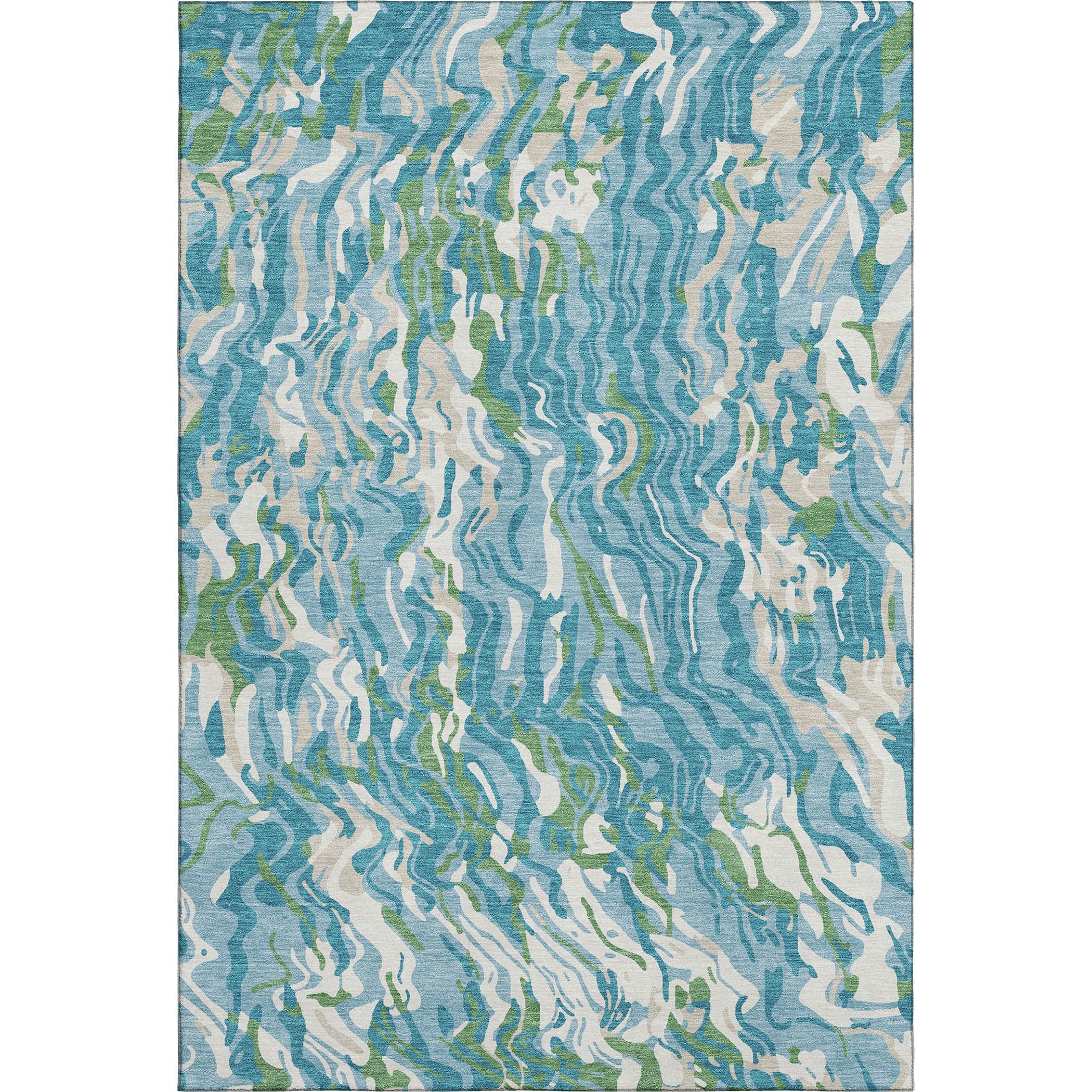 Bruges Machine Washable Transitional Teal Rug 2'6" x 3'10" #shape_Rectangle