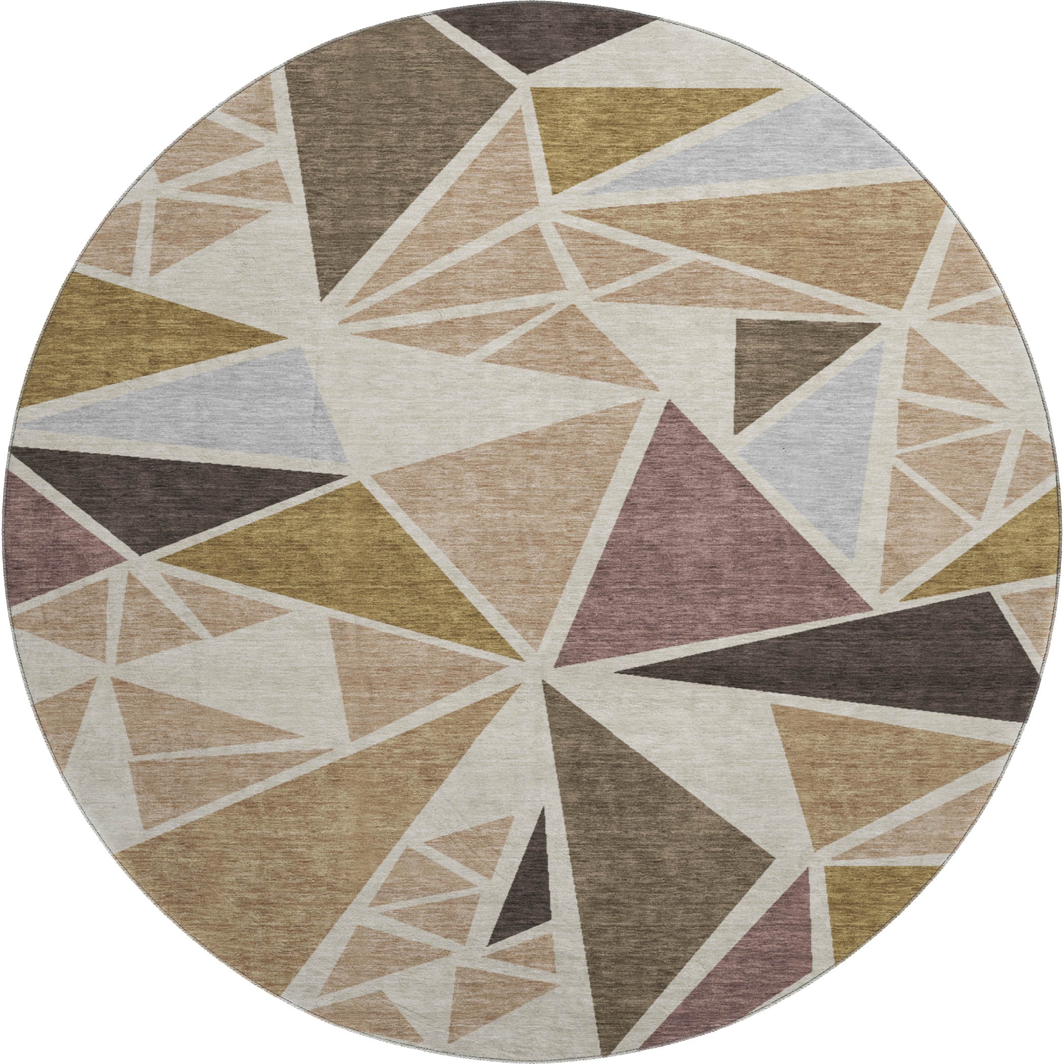 Valletta Machine Washable Transitional Beige Brown Rug 8' x 8' #shape_Round