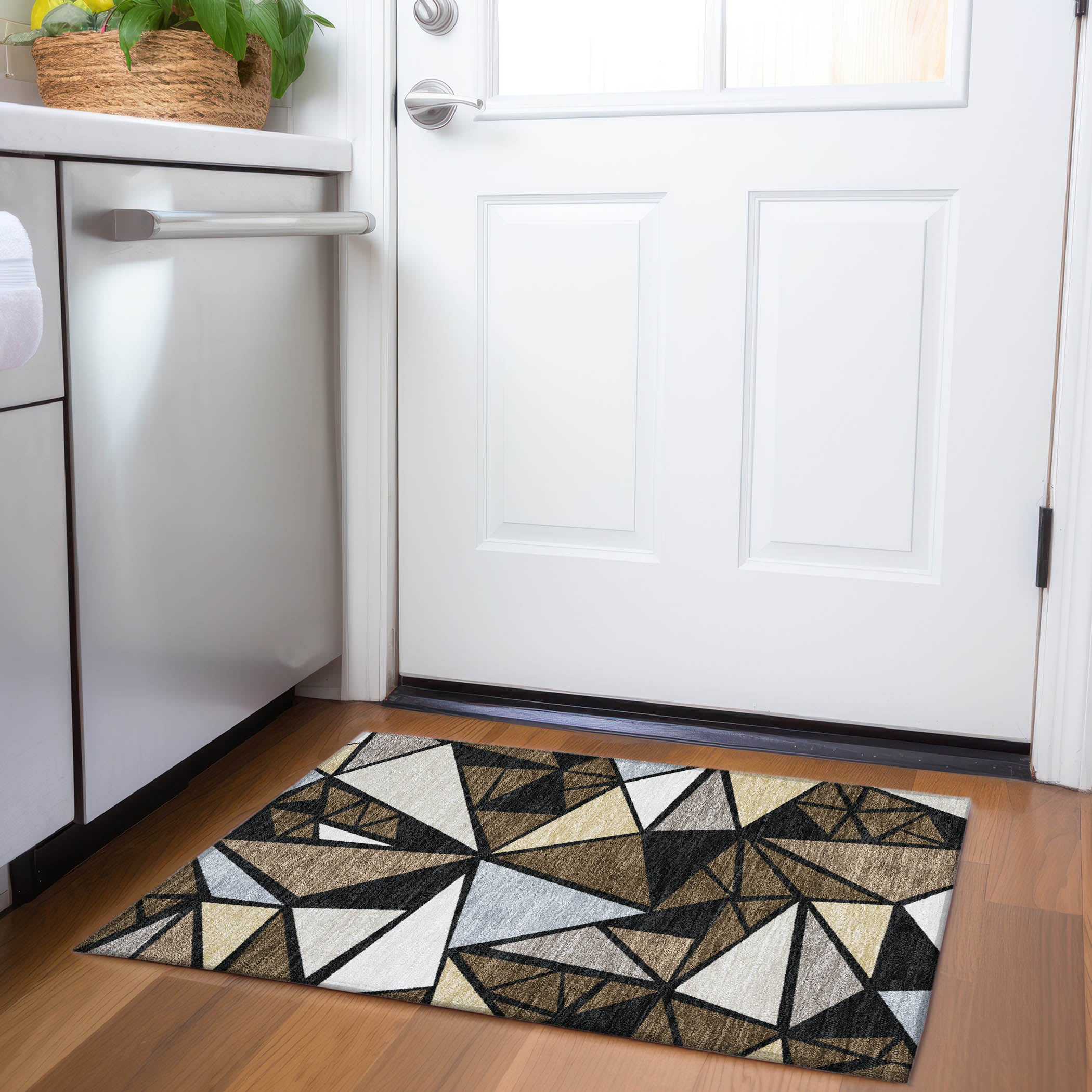 Valletta Machine Washable Transitional Brown Rug 1'8" x 2'6" #shape_Rectangle