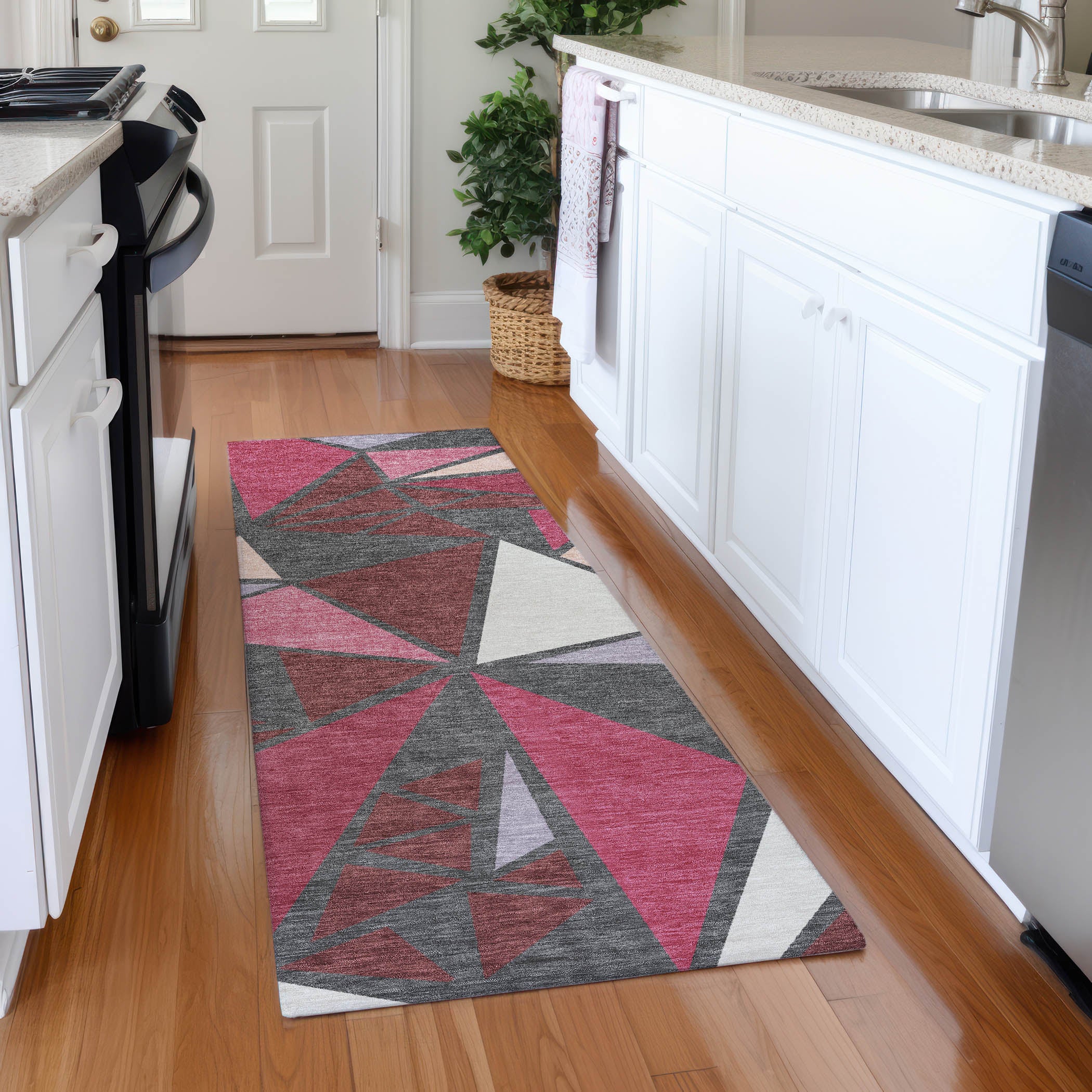 Valletta Machine Washable Transitional Burgundy Red Rug 2'3" x 7'6" #shape_Runner
