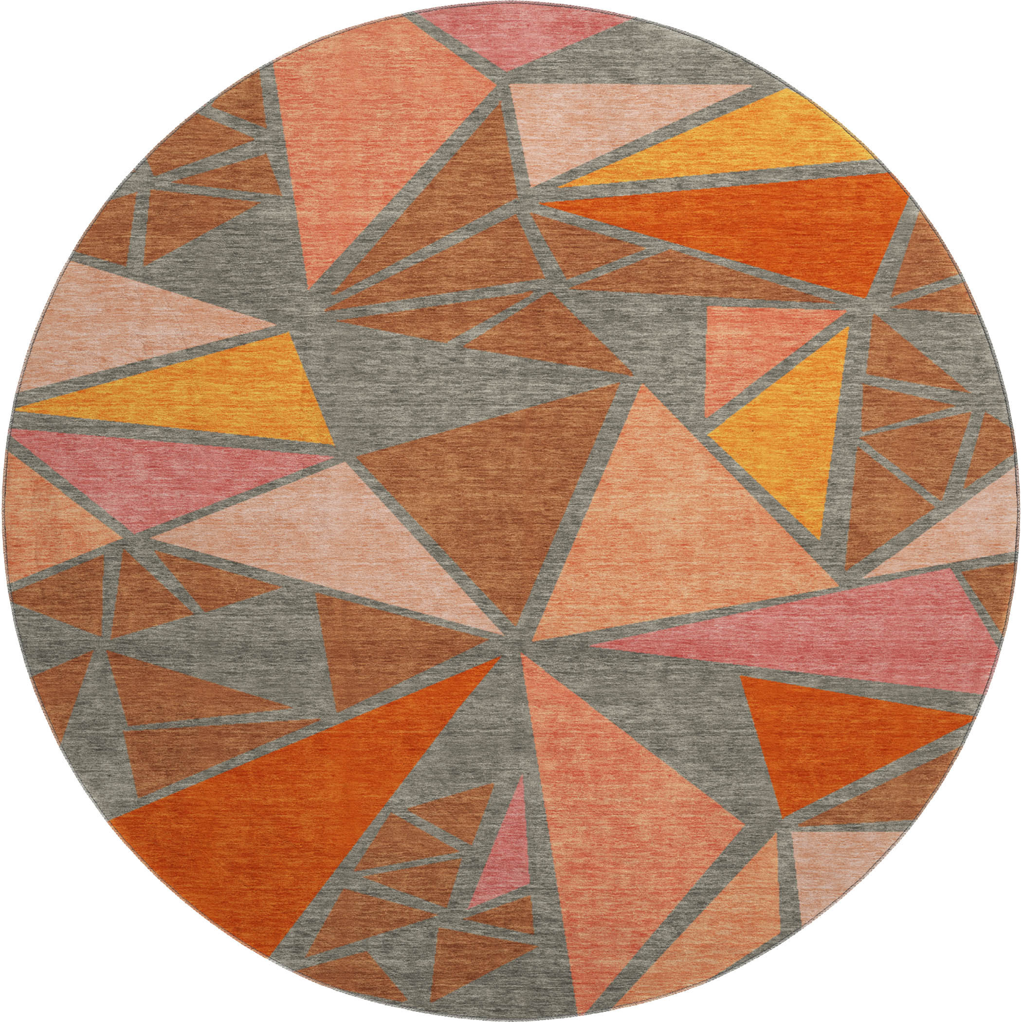 Valletta Machine Washable Transitional Rust Orange Rug 8' x 8' #shape_Round