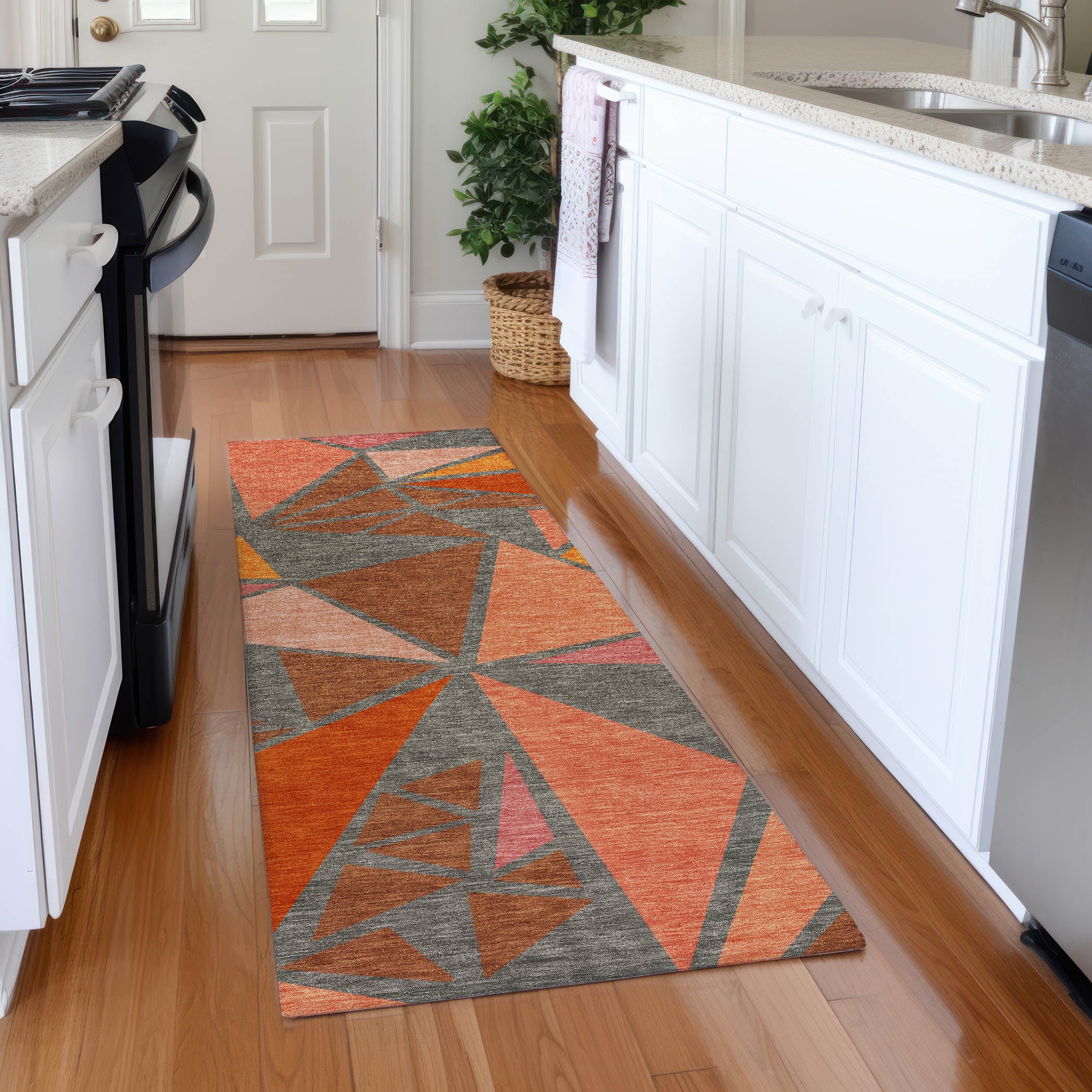 Valletta Machine Washable Transitional Rust Orange Rug 2'3" x 7'6" #shape_Runner