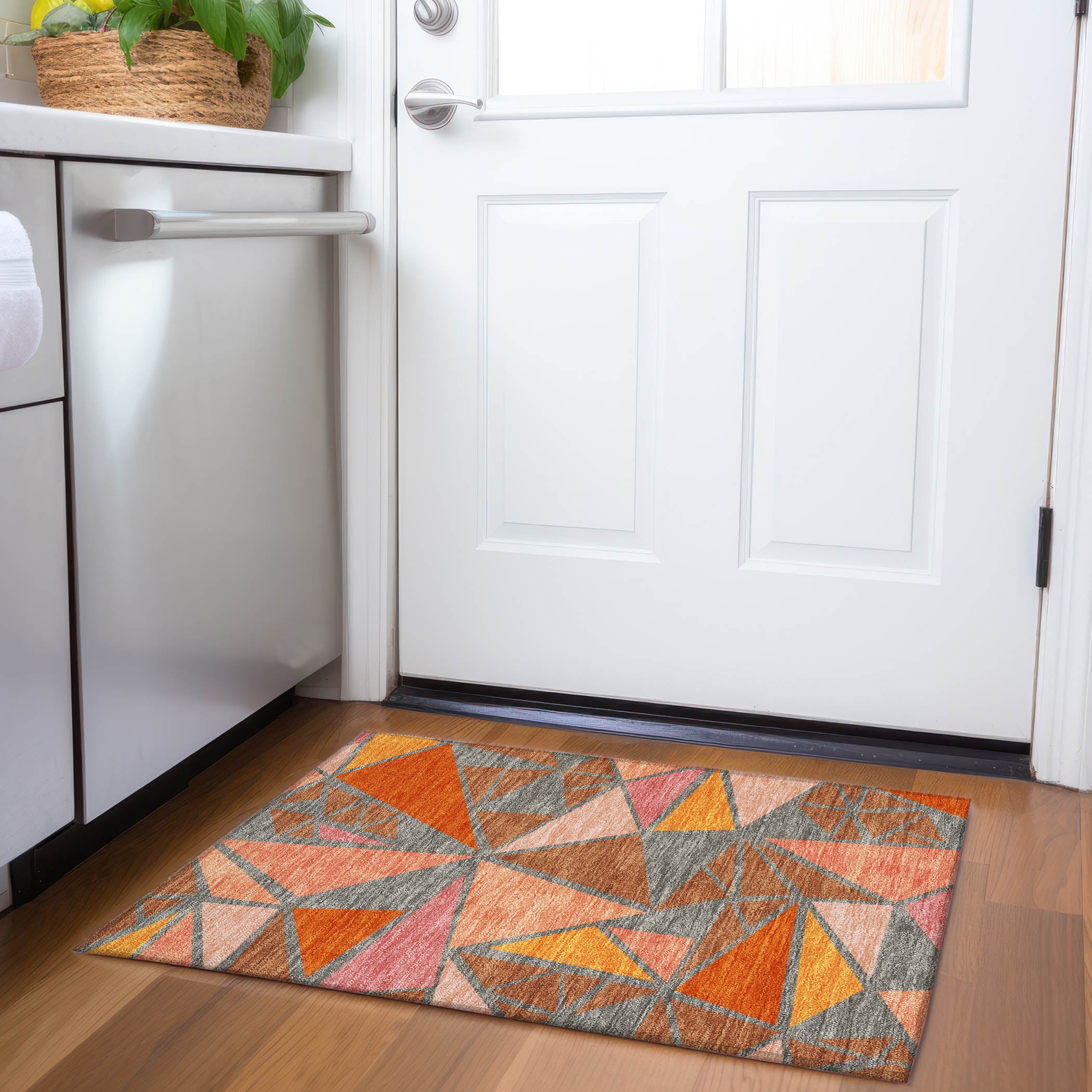 Valletta Machine Washable Transitional Rust Orange Rug 1'8" x 2'6" #shape_Rectangle