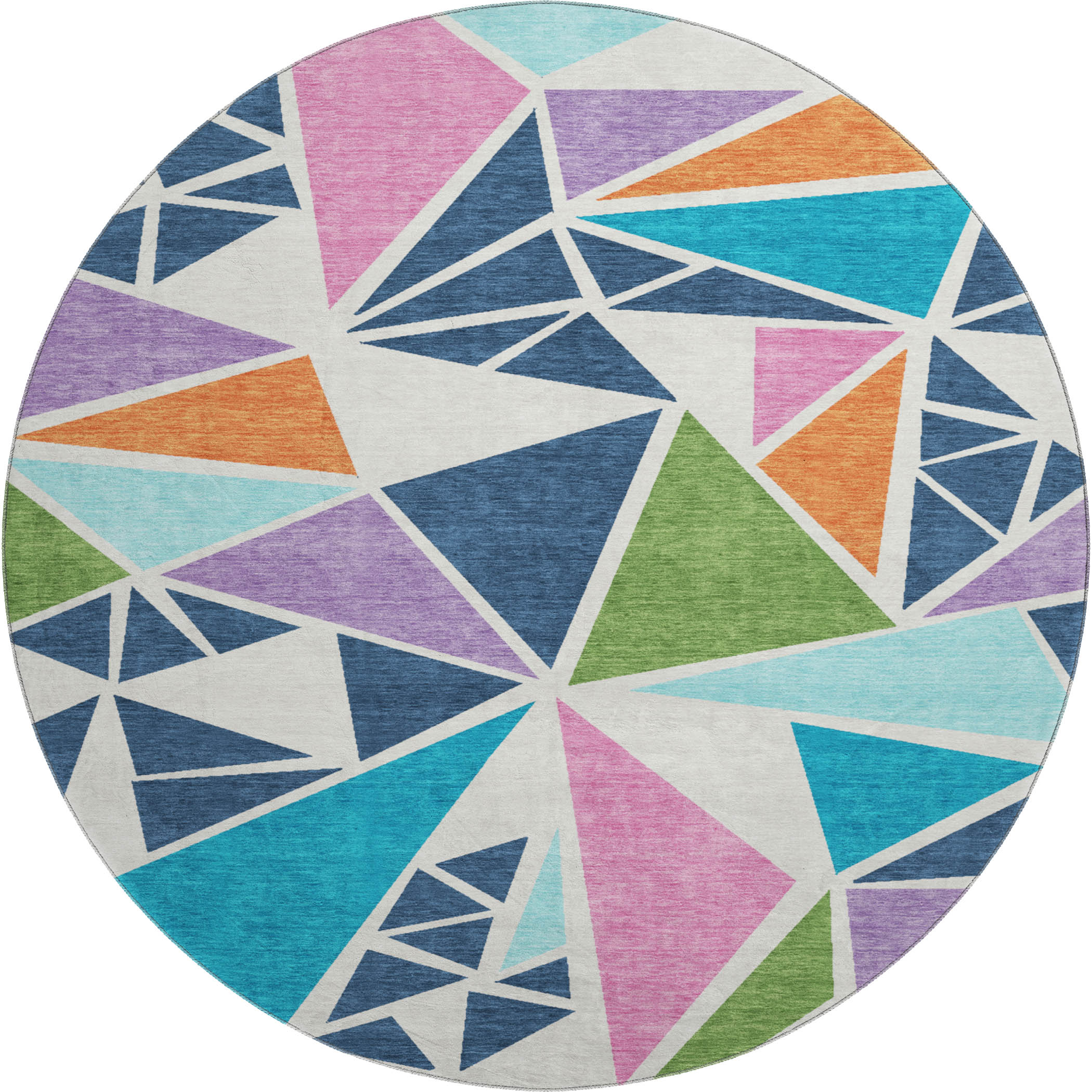 Valletta Machine Washable Transitional White Ivory Rug 8' x 8' #shape_Round