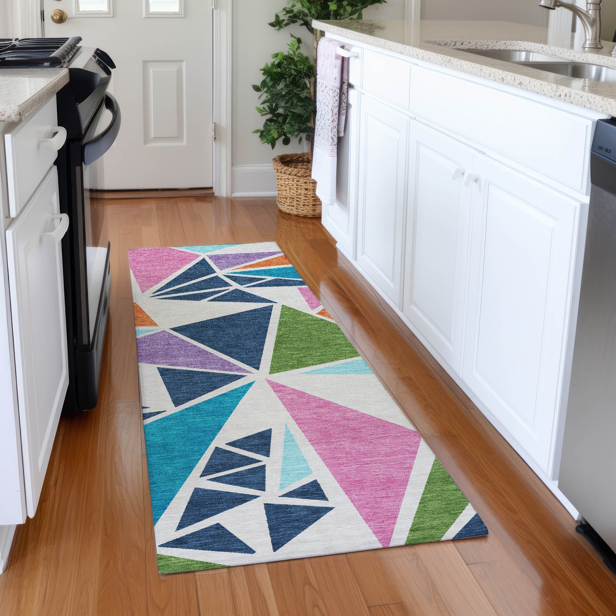Valletta Machine Washable Transitional White Ivory Rug 2'3" x 7'6" #shape_Runner