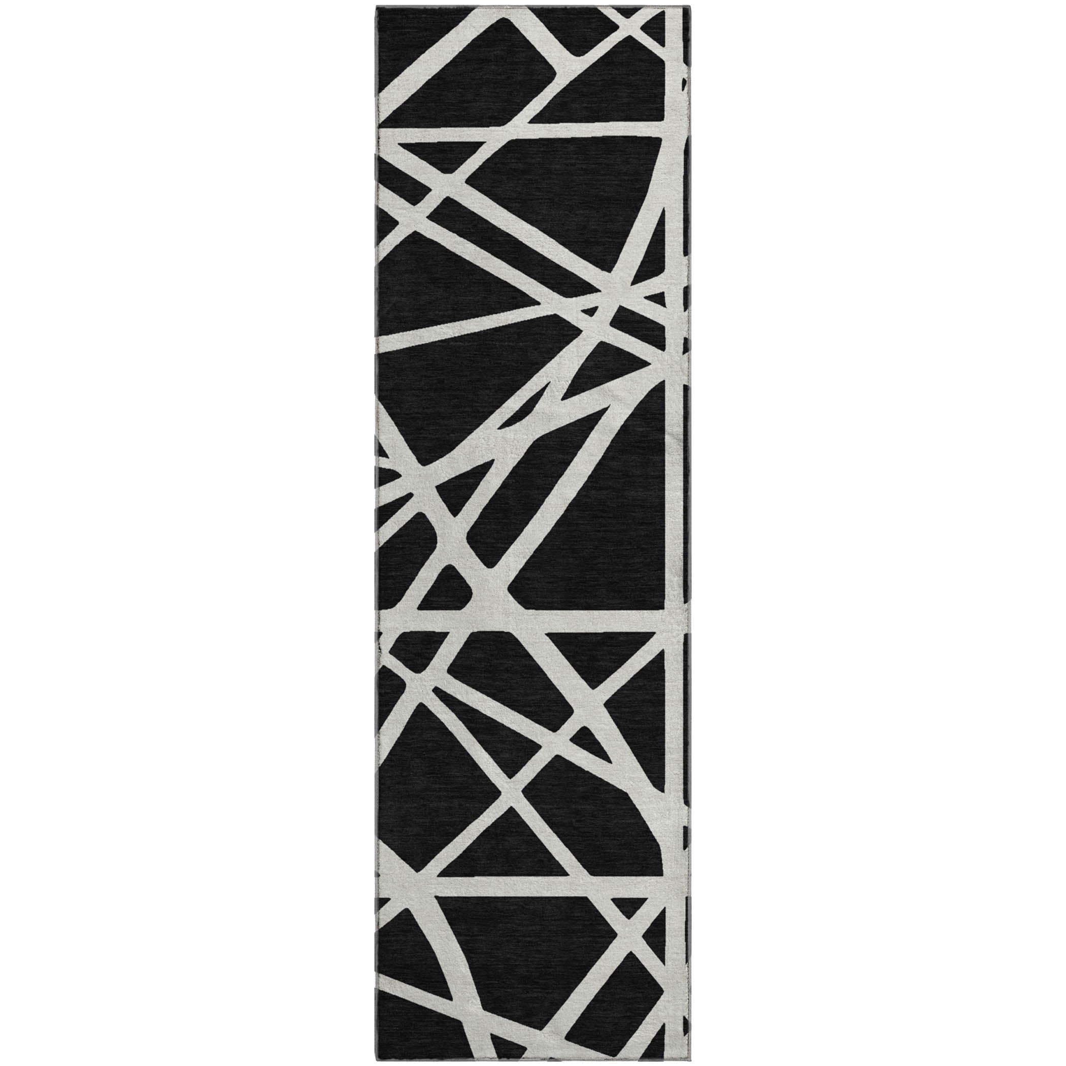 Bern Machine Washable Transitional Black Rug 2'3" x 7'6" #shape_Runner