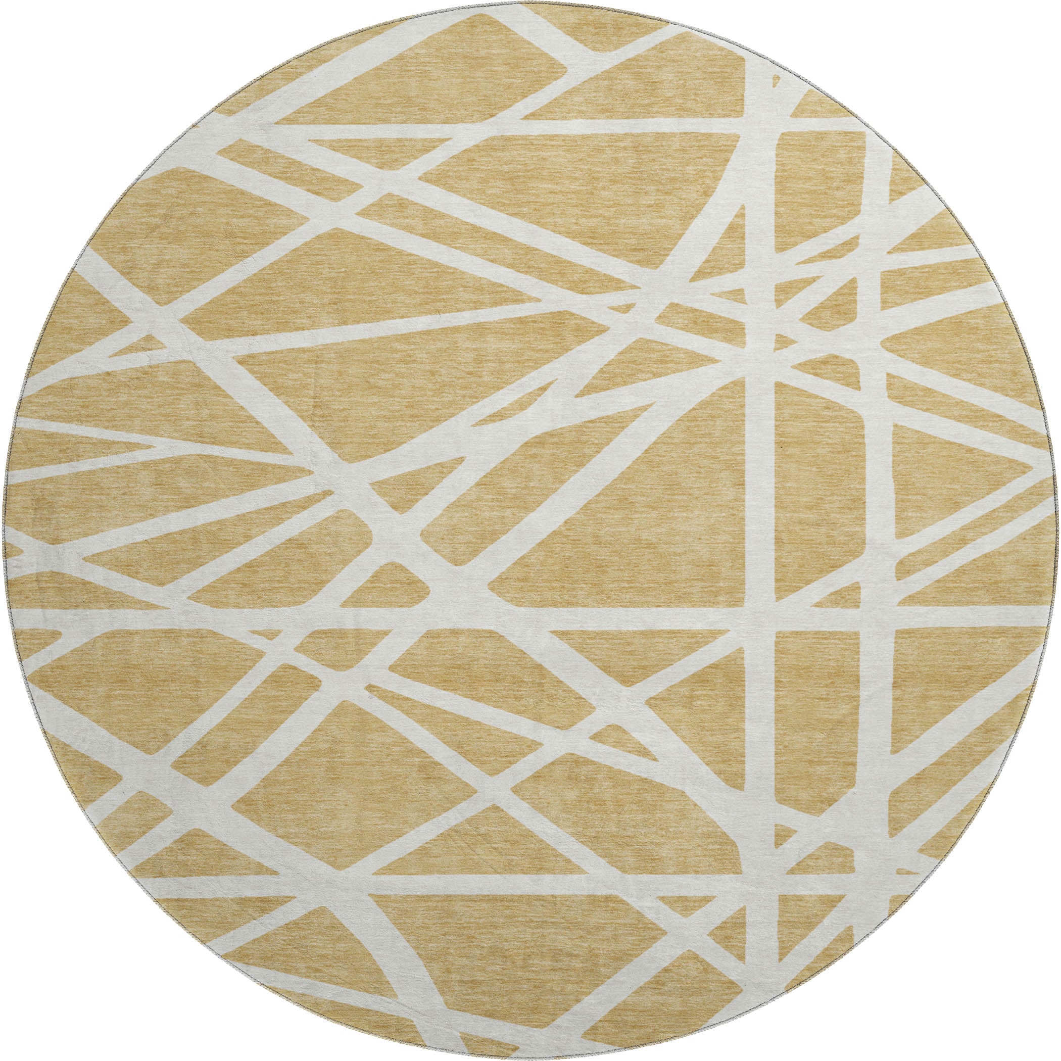 Bern Machine Washable Transitional Gold Rug 8' x 8' #shape_Round