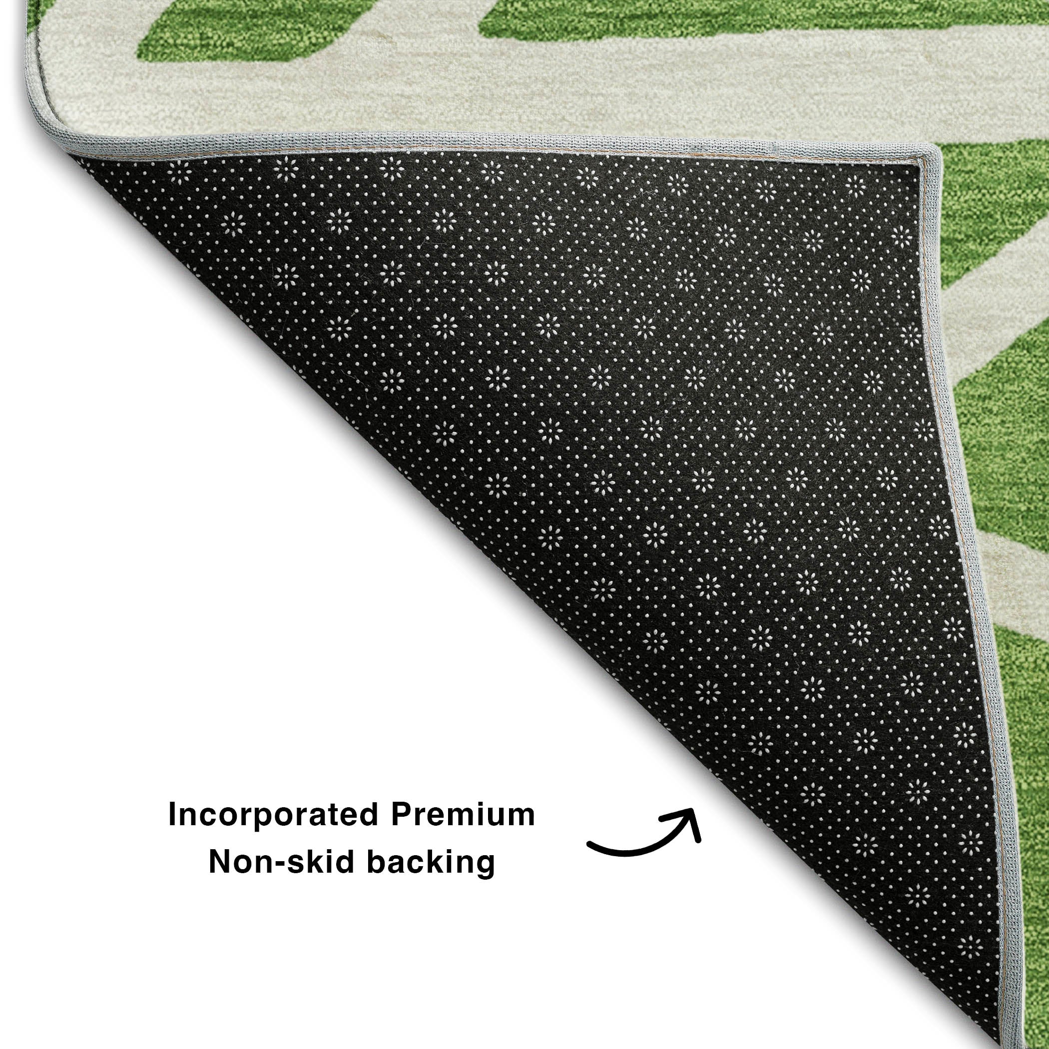 Bern Machine Washable Transitional Green Rug 1'8" x 2'6" #shape_Rectangle