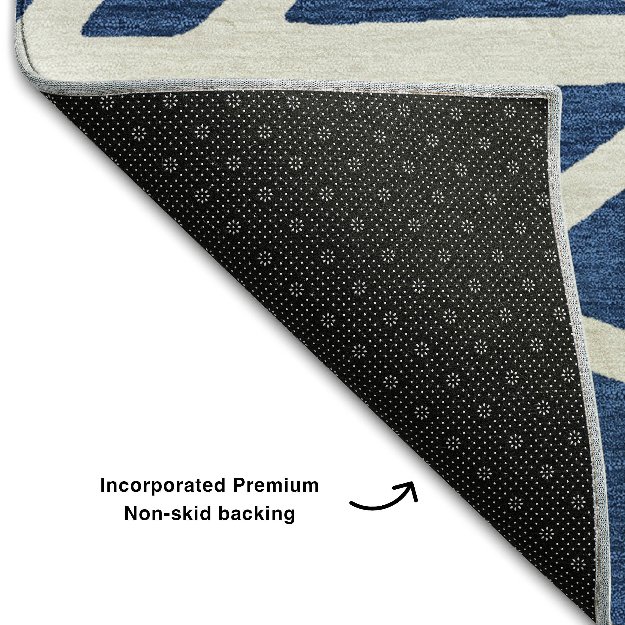 Bern Machine Washable Transitional Navy Blue Rug 1'8" x 2'6" #shape_Rectangle