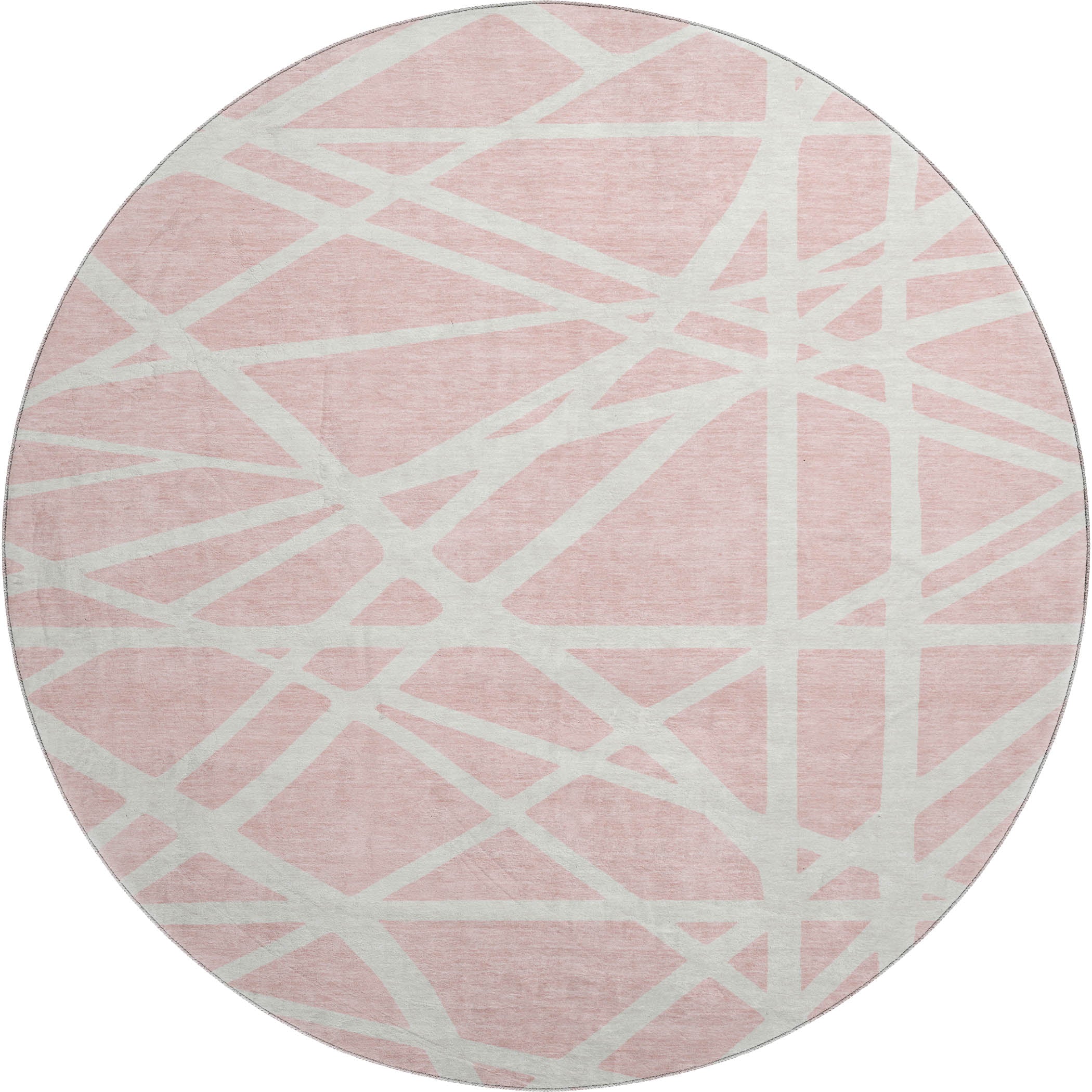 Bern Machine Washable Transitional Pink Rug 8' x 8' #shape_Round